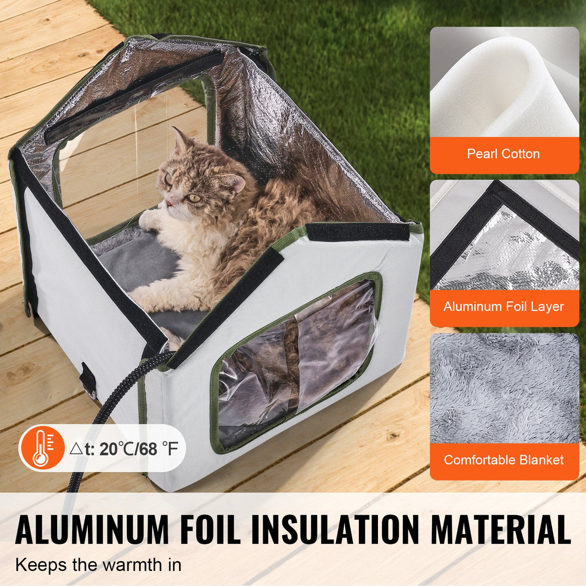 Elevated Heated Cat House, Outdoor Foldable Shelter with Timer & Cozy Heated Pad