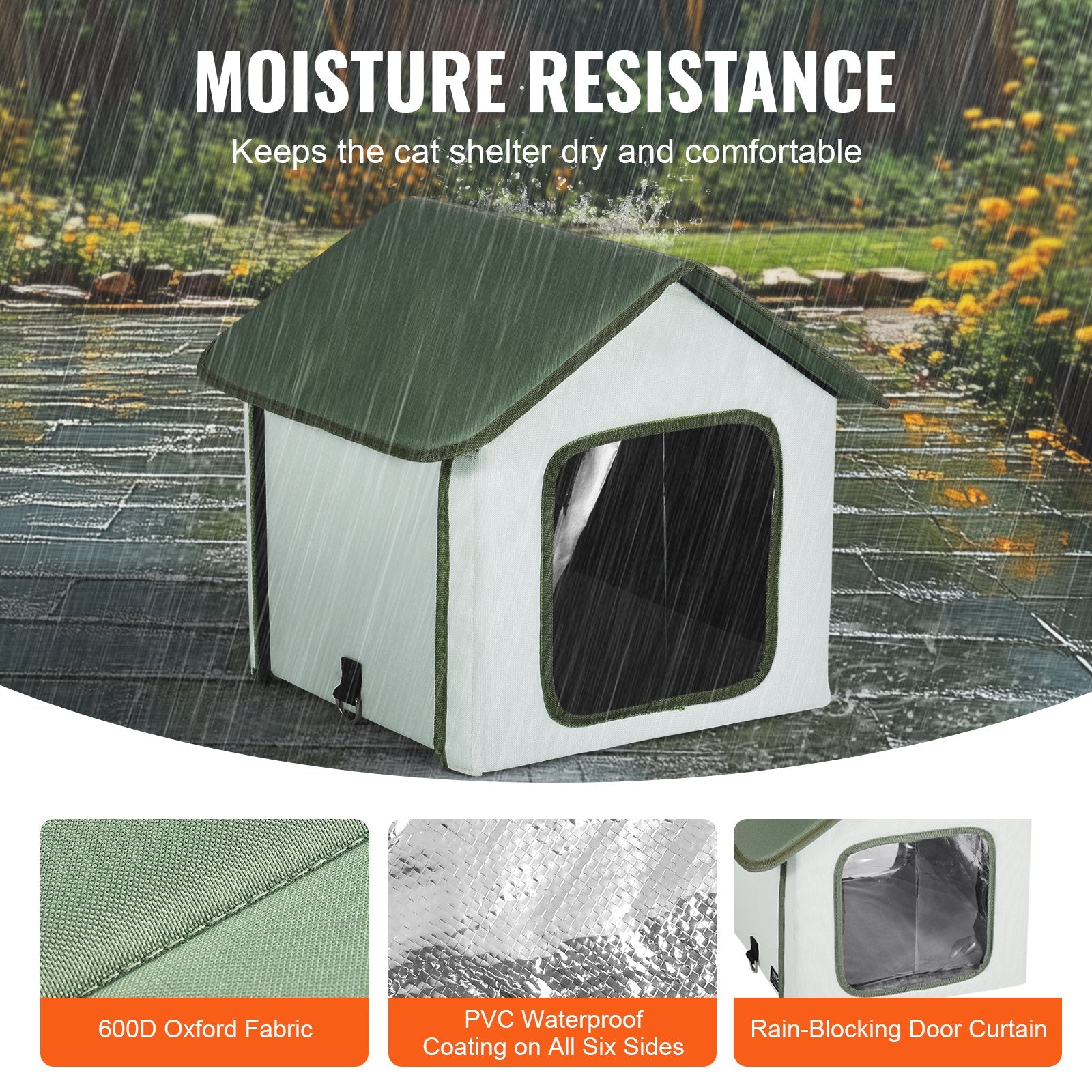 Elevated Heated Cat House, Outdoor Foldable Shelter with Timer & Cozy Heated Pad