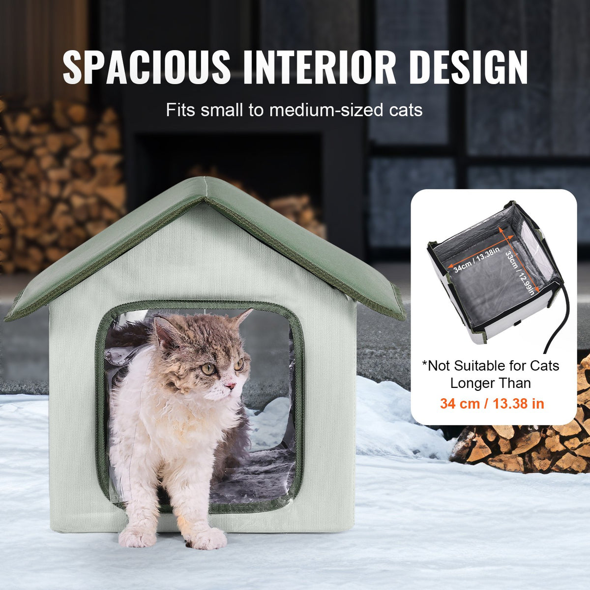 Elevated Heated Cat House, Outdoor Foldable Shelter with Timer & Cozy Heated Pad