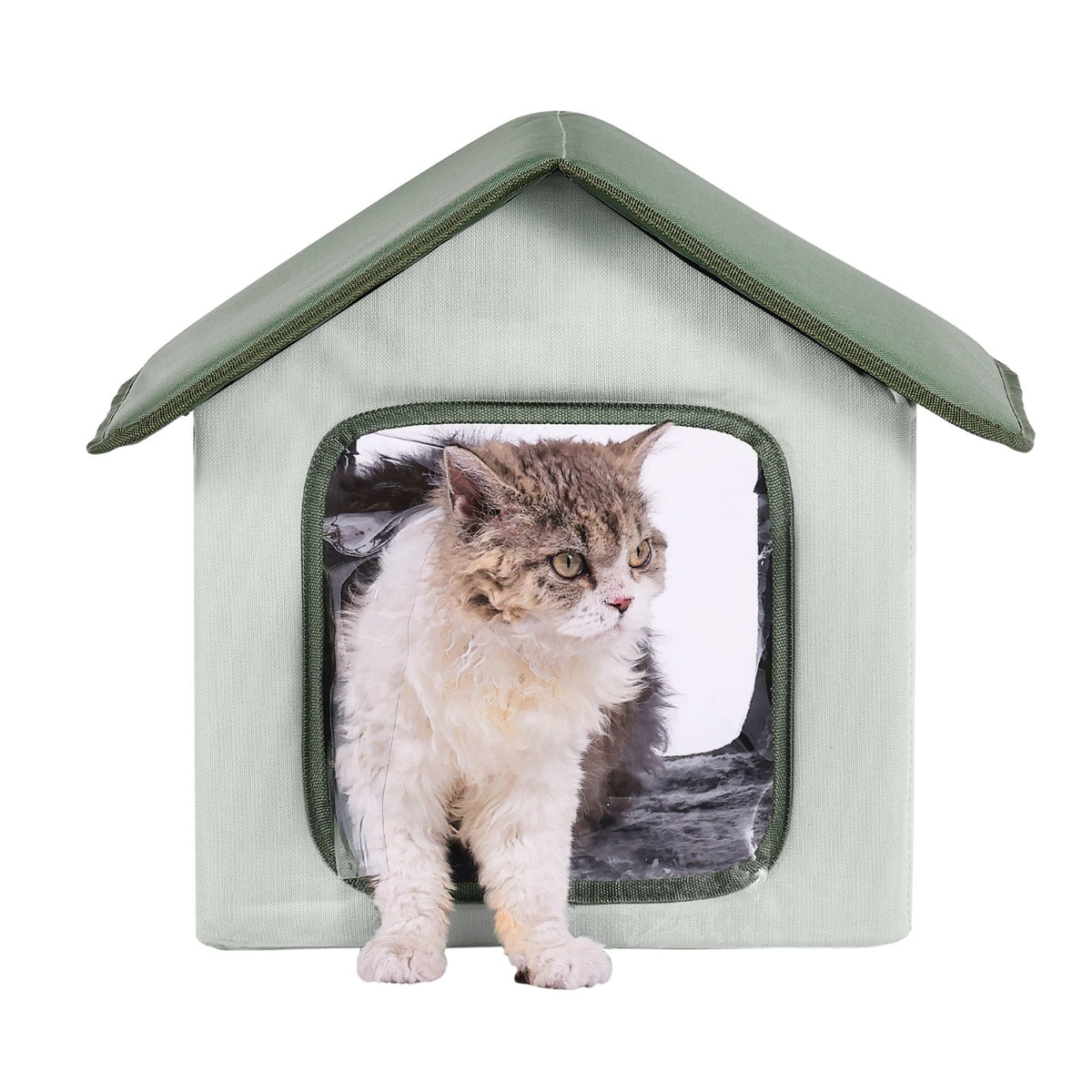 Elevated Heated Cat House, Outdoor Foldable Shelter with Timer & Cozy Heated Pad