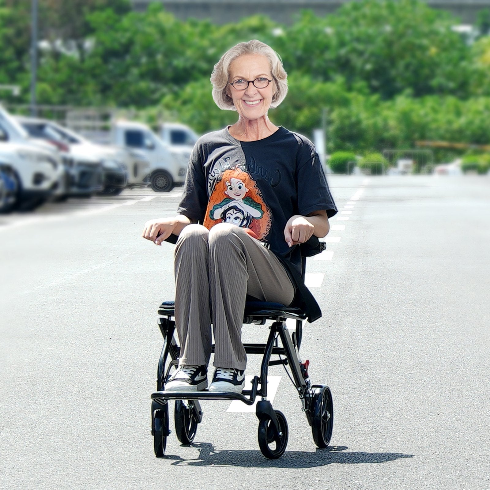 Wheelchair Aluminum Alloy Lightweight Foldable Transport Chair 220lbs 15.75in