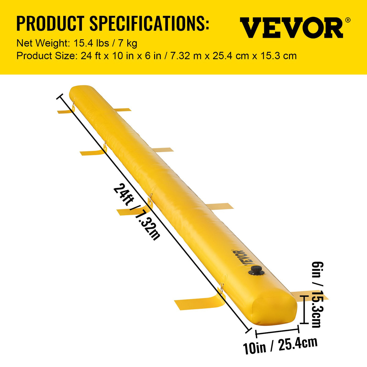 Flood Barrier Hydro Barrier 24' Length x 6" Height Water Diversion