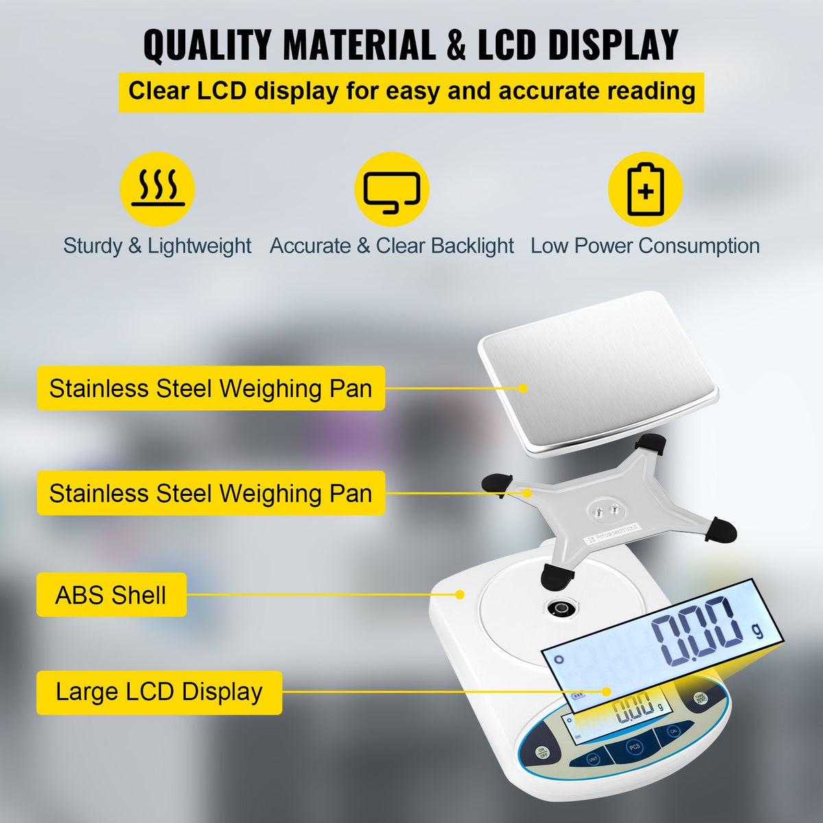 Digital Analytical Balance, High Precision, 5000g x 0.01g Laboratory Scale
