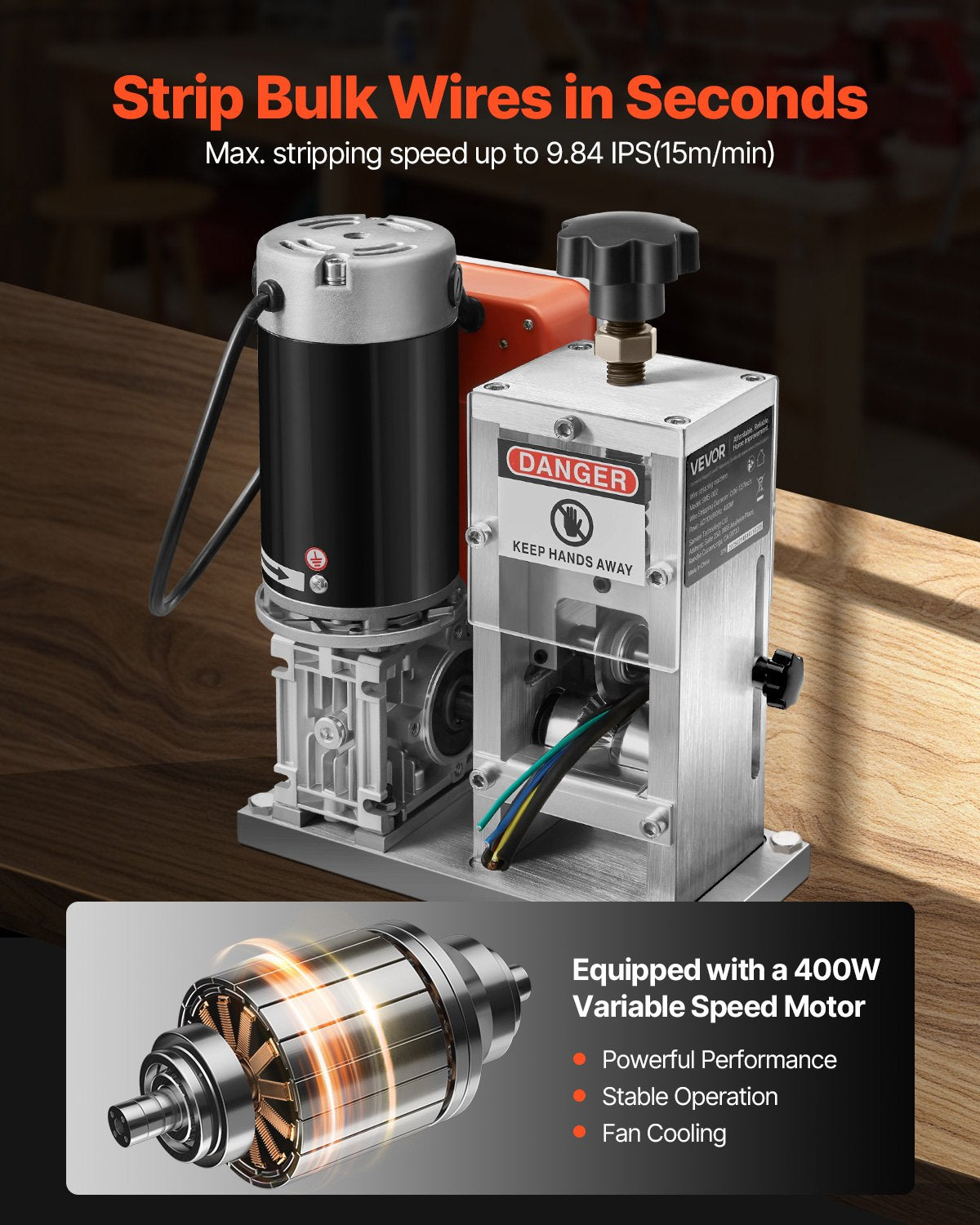 Electric Wire Stripping Machine 400W 1.5-40mm Automatic Cable Stripper