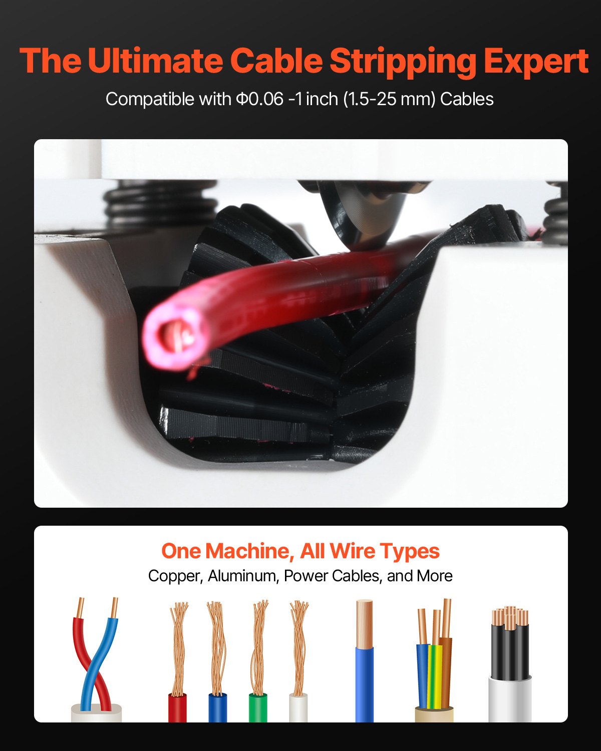 Wire Stripping Machine Manual 1.5-25mm Portable Copper Stripper Hand or Drill