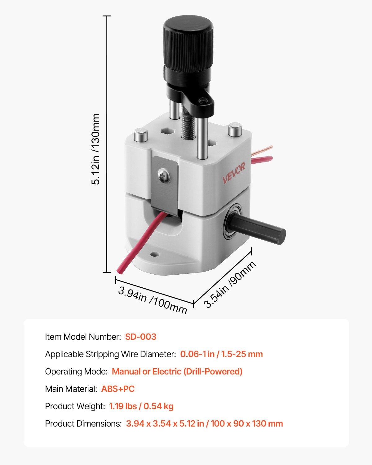Wire Stripping Machine Manual 1.5-25mm Portable Copper Stripper Hand or Drill