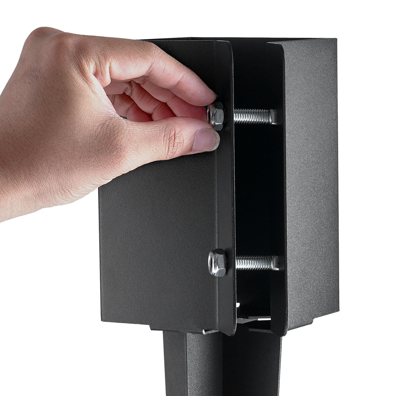 Fence Post Anchor Ground Spike 4 Pack 61x11x11cm Black Coated Metal Garden