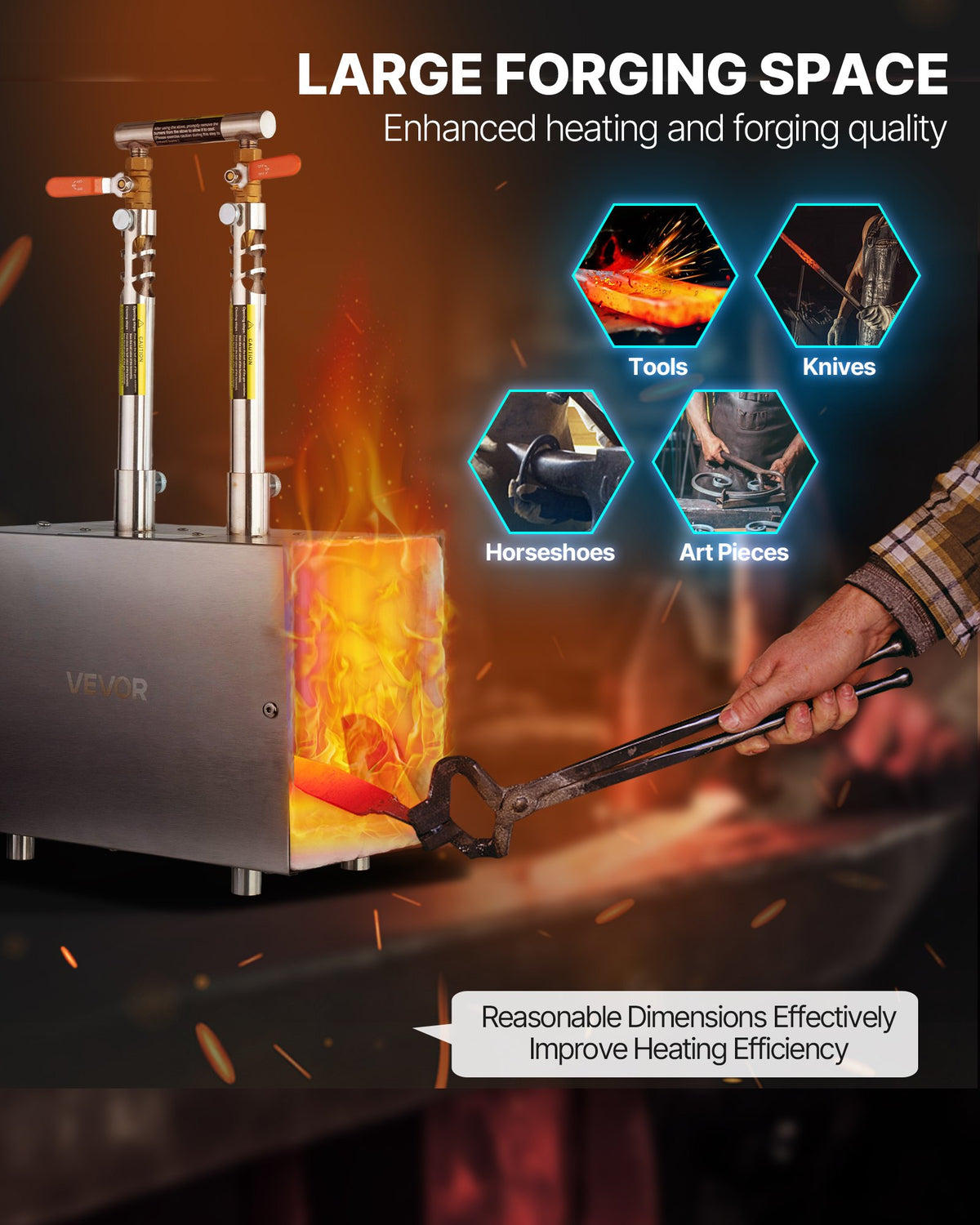 Portable Propane Forge 2 and 3 Burners 2600? Square Stainless Steel Gas Forge