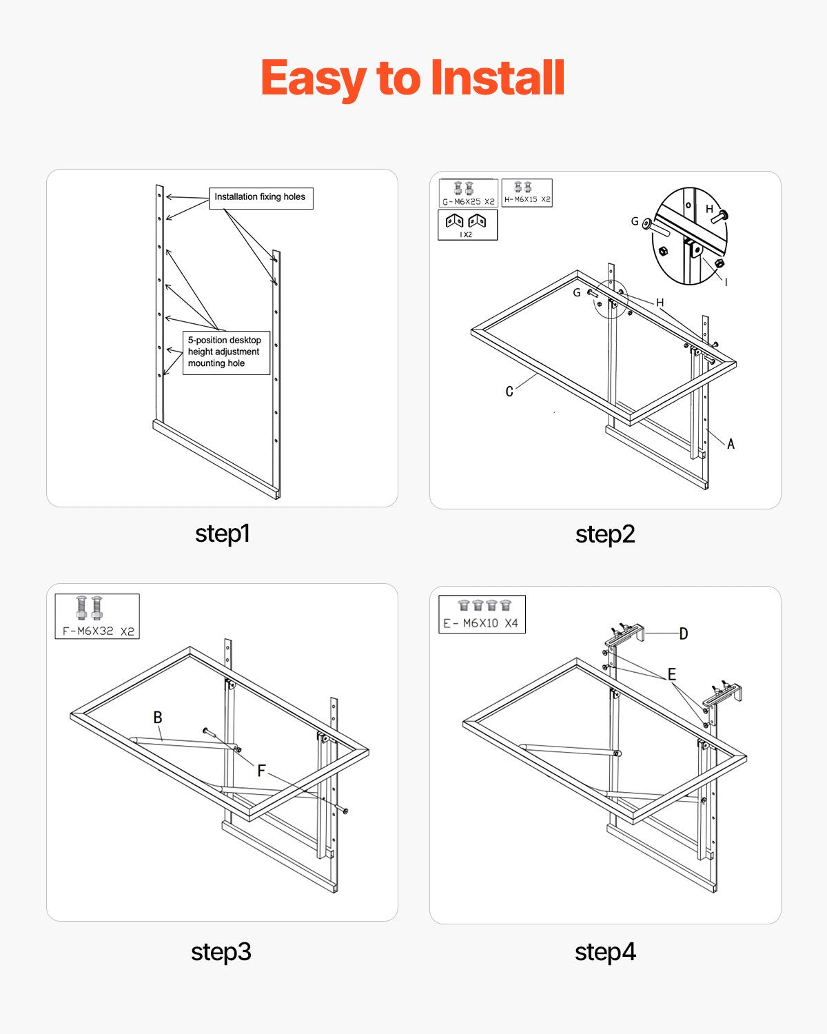 Folding and Adjustable Balcony Hanging Table 61 x 41 cm Railing Bar Stand