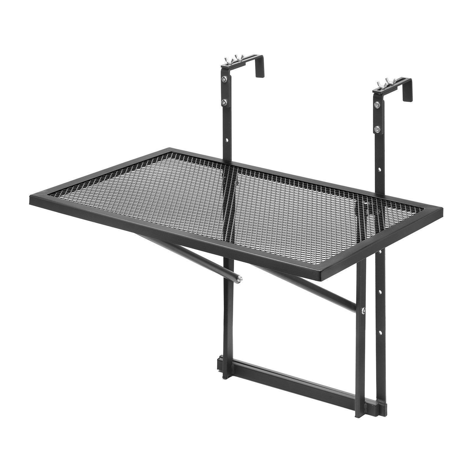 Folding and Adjustable Balcony Hanging Table 61 x 41 cm Railing Bar Stand