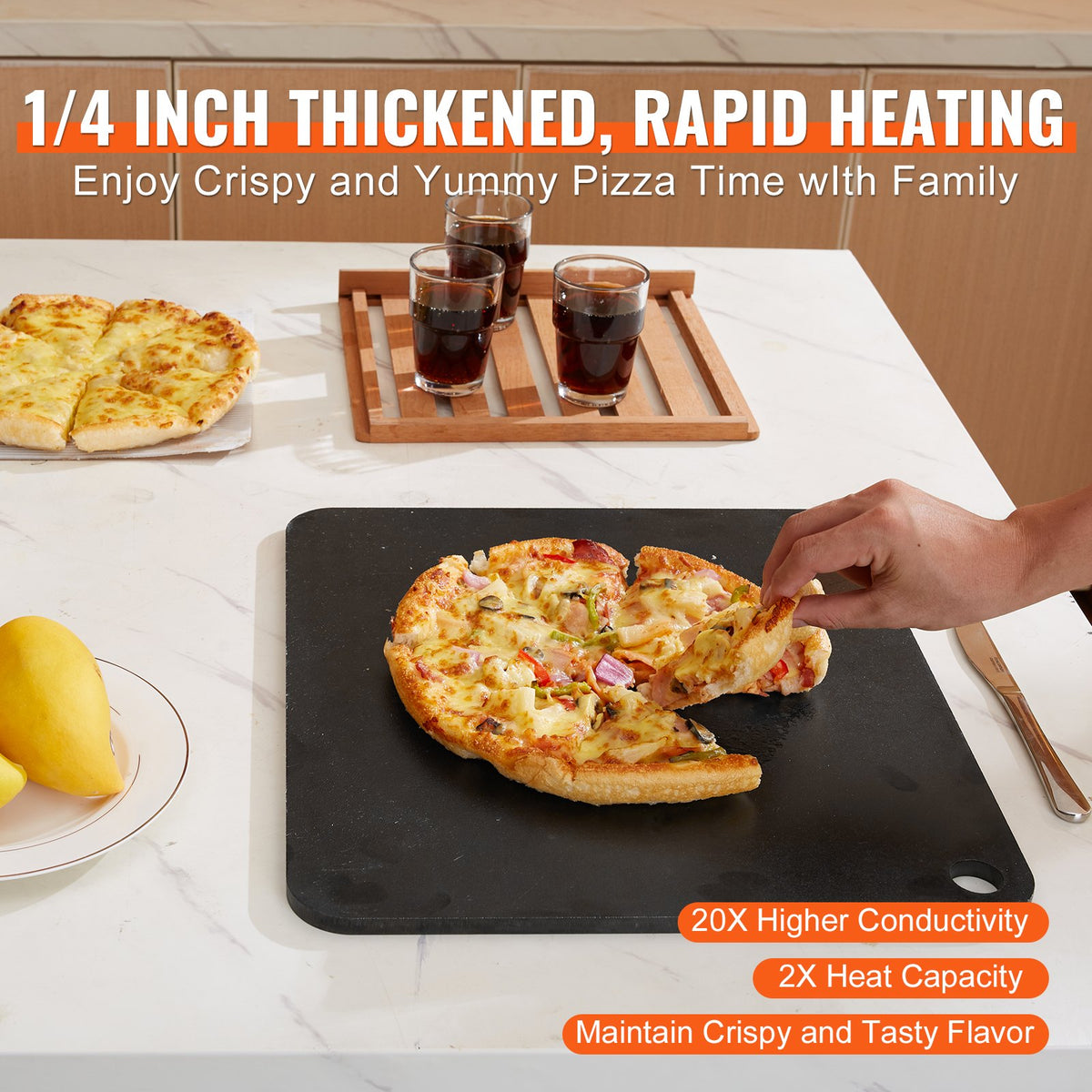 Pizza Steel 16"x14.5"x1/4" Pre-Seasoned Carbon Steel Heavy-Duty Pizza Pan