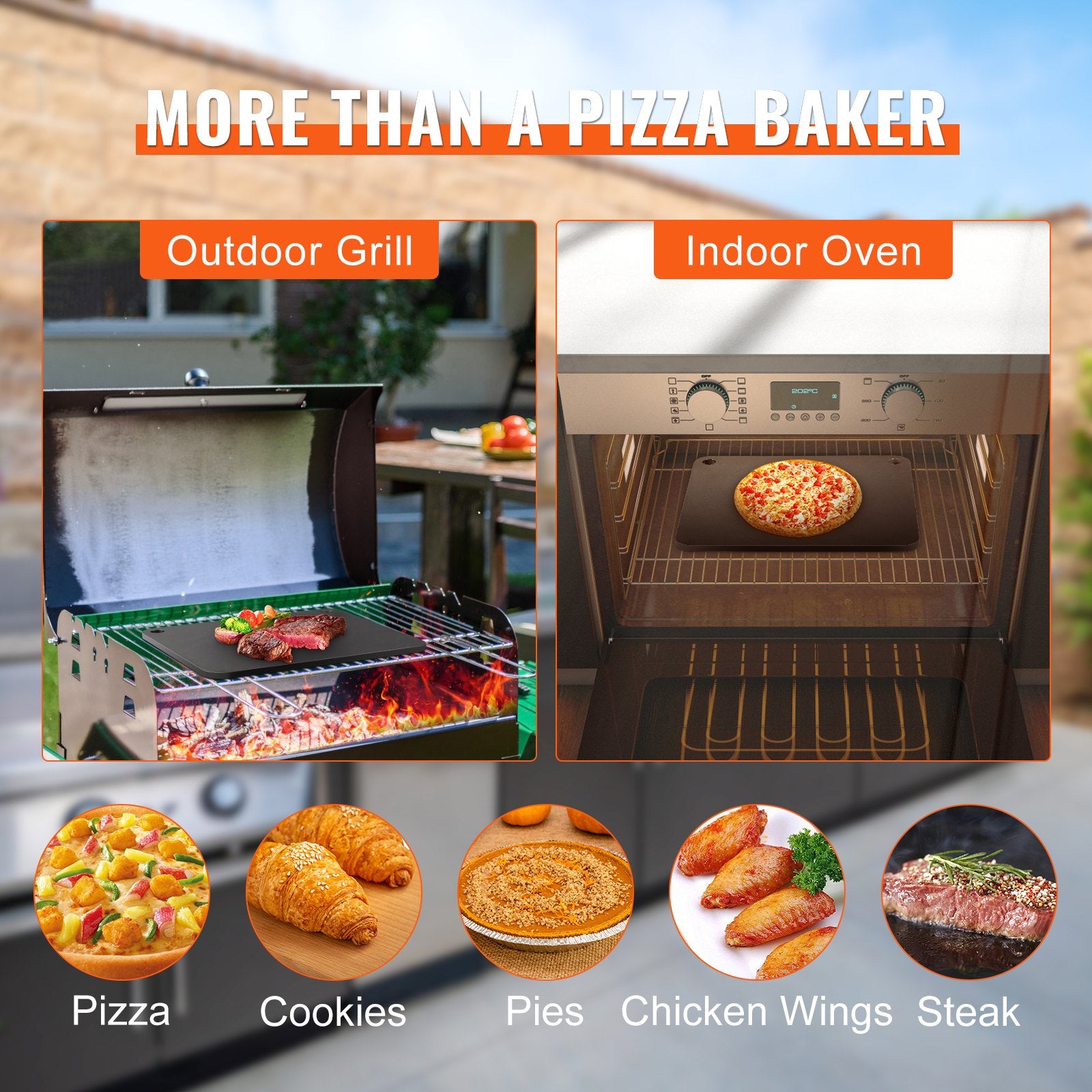 Pizza Steel 16"x14.5"x1/4" Pre-Seasoned Carbon Steel Heavy-Duty Pizza Pan