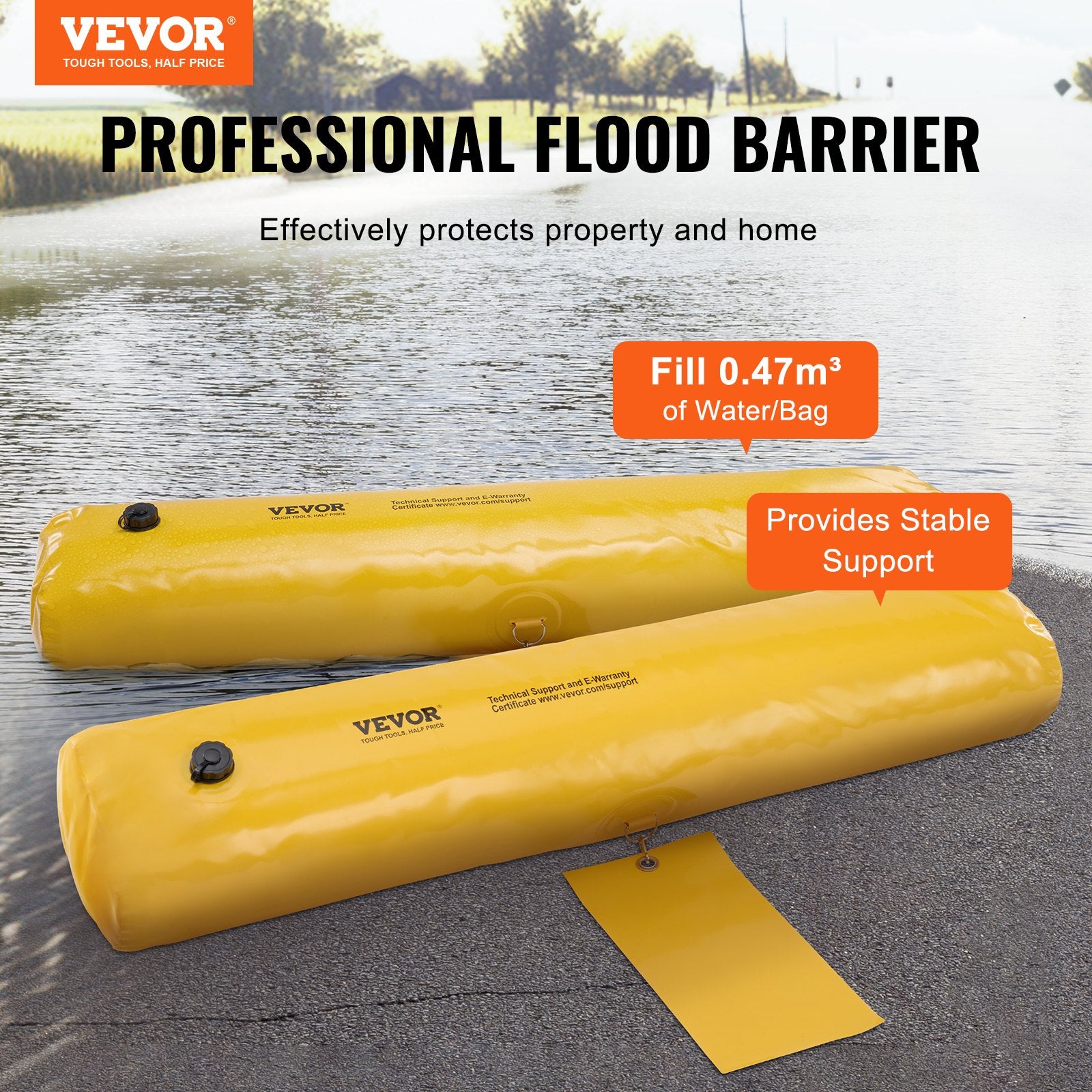 4 Pack Flood Barriers Sandbag 4FTx6in Water Barriers for Home
