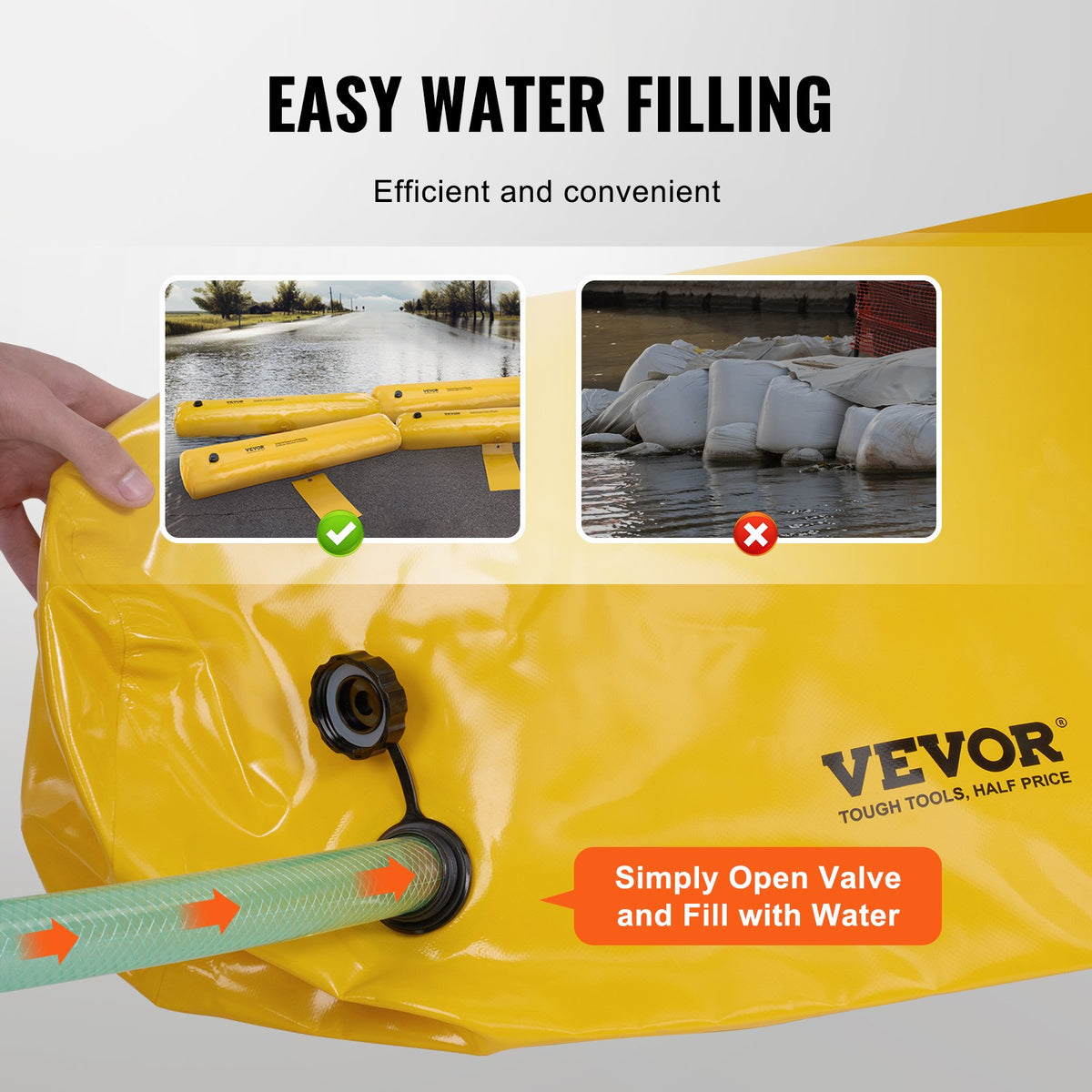 4 Pack Flood Barriers Sandbag 4FTx6in Water Barriers for Home