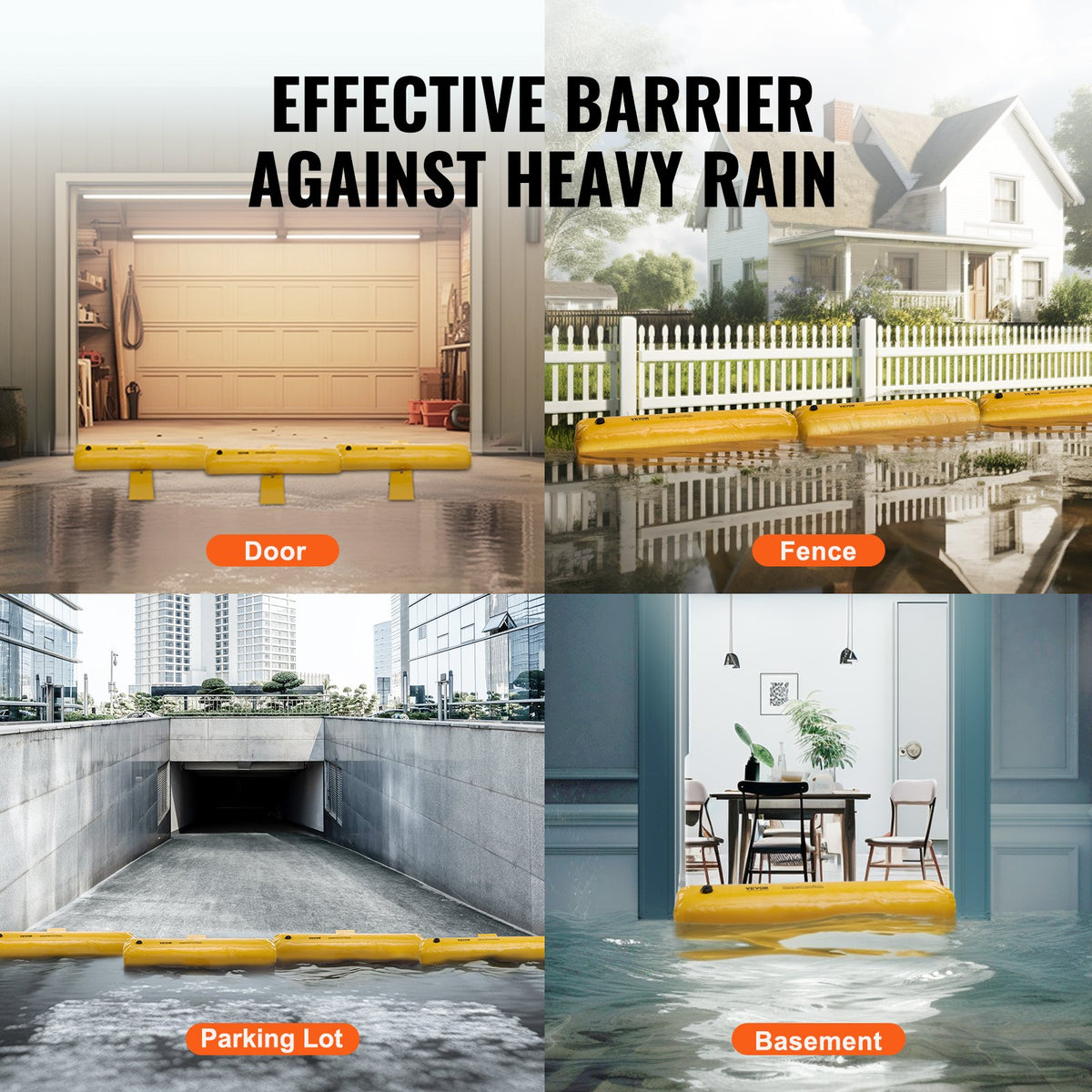 4 Pack Flood Barriers Sandbag 4FTx6in Water Barriers for Home