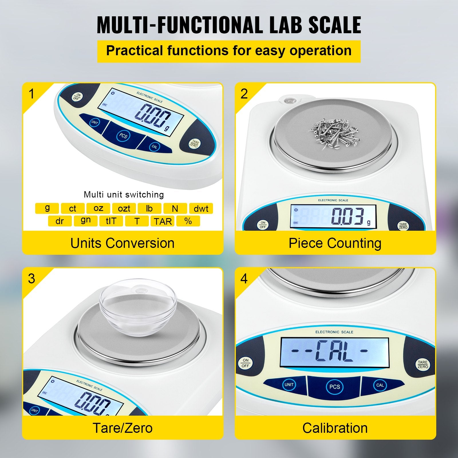Digital Analytical Balance, 500g x 0.01g, High Precision with Clear LCD Display