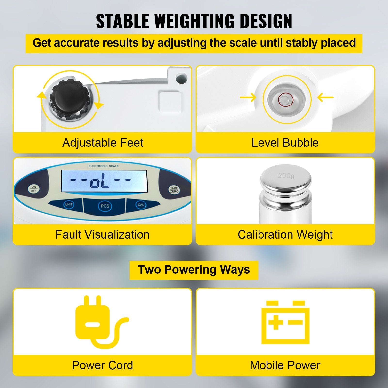 Digital Analytical Balance, 500g x 0.01g, High Precision with Clear LCD Display