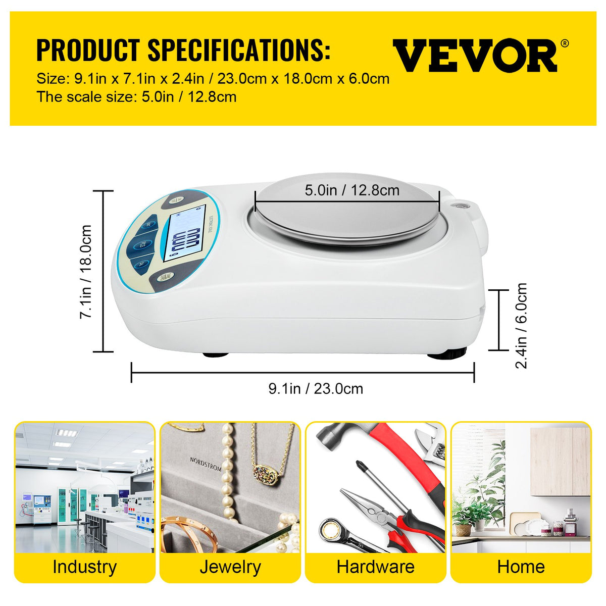 Digital Analytical Balance, 500g x 0.01g, High Precision with Clear LCD Display