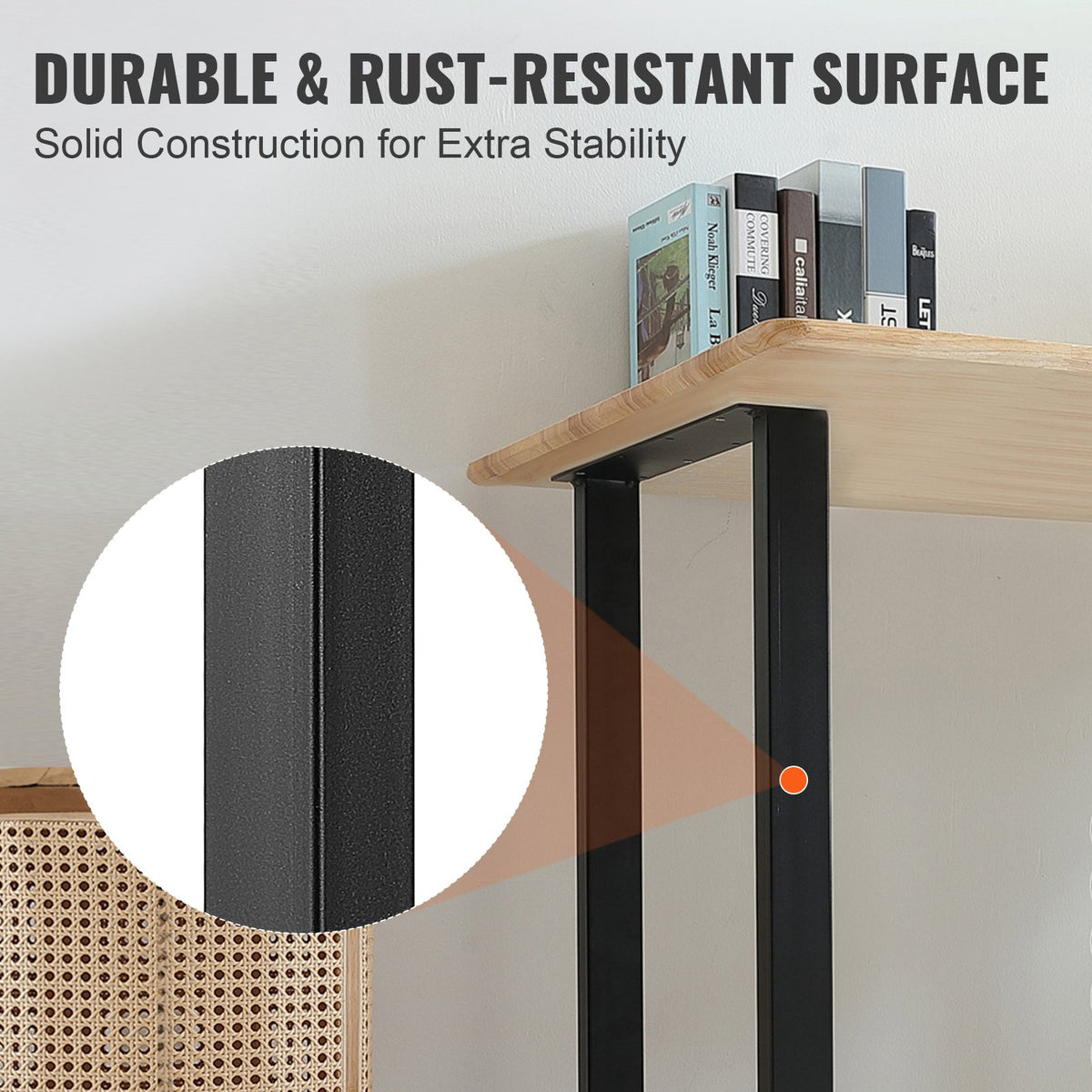 Adjustable Furniture Legs 711.2mm Square Steel Set of 2 Heavy Duty Desk Black