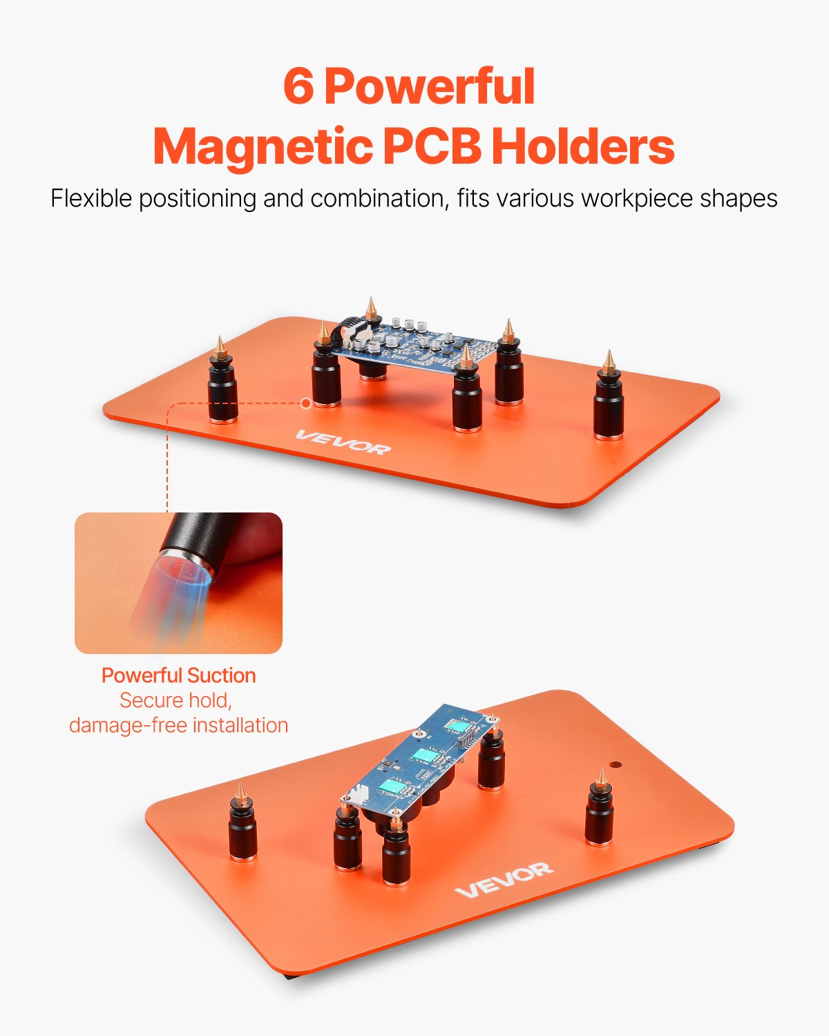 Magnetic Helping Hands Soldering Station 2-in-1 3X LED 5 Arms 6 PCB Holders