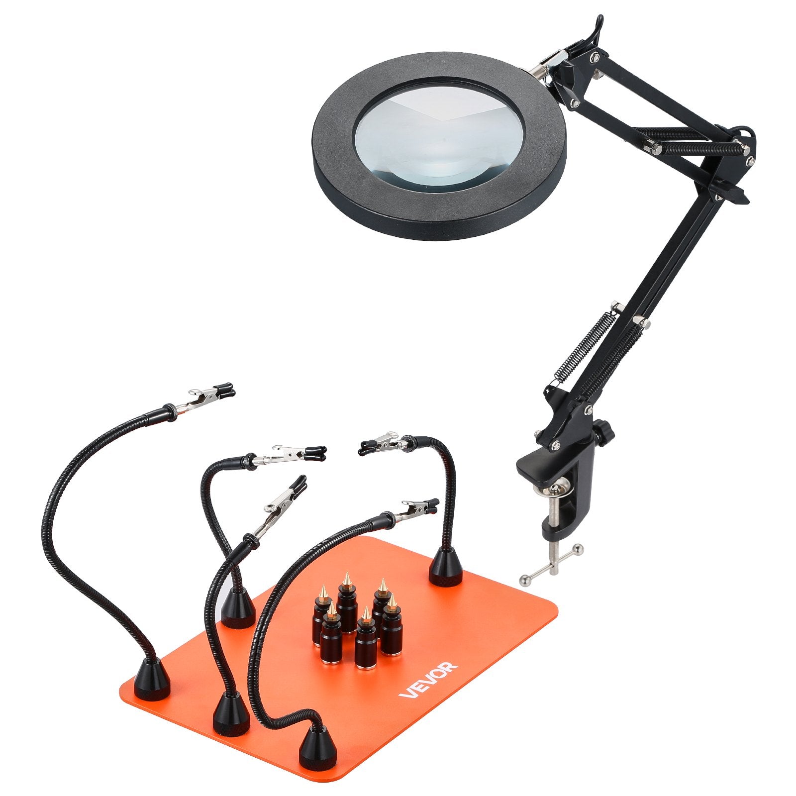 Magnetic Helping Hands Soldering Station 2-in-1 3X LED 5 Arms 6 PCB Holders