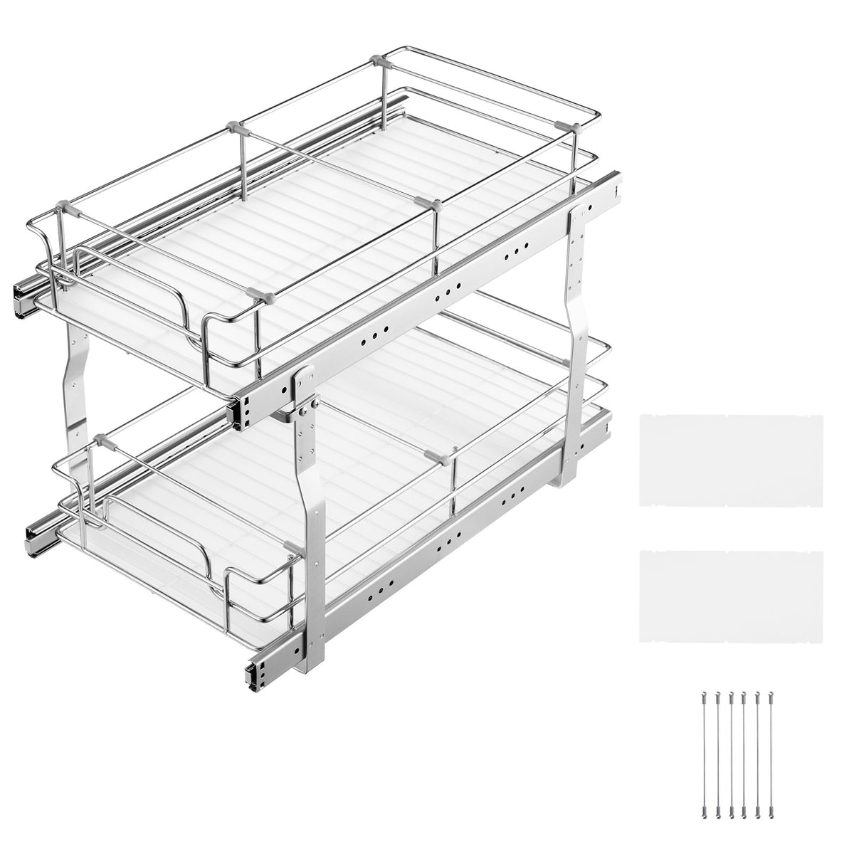 Pull Out Cabinet Organizer 12Wx21Dx15H Heavy Duty Slide Out Pantry Shelves Steel