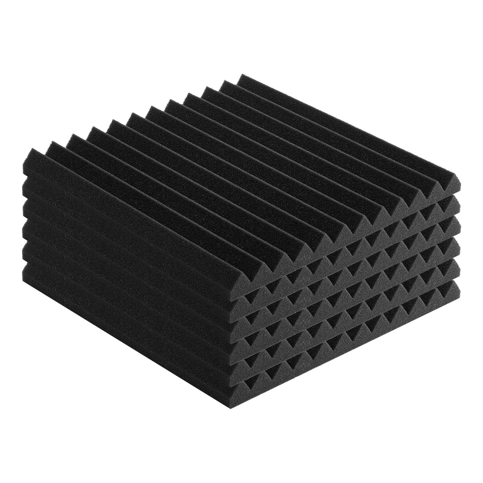 AcousticFoamPanels 80 Pack 12x12x1in High Density Soundproof FireResistant Black