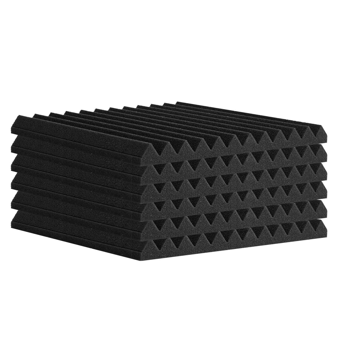 AcousticFoamPanels 80 Pack 12x12x1in High Density Soundproof FireResistant Black
