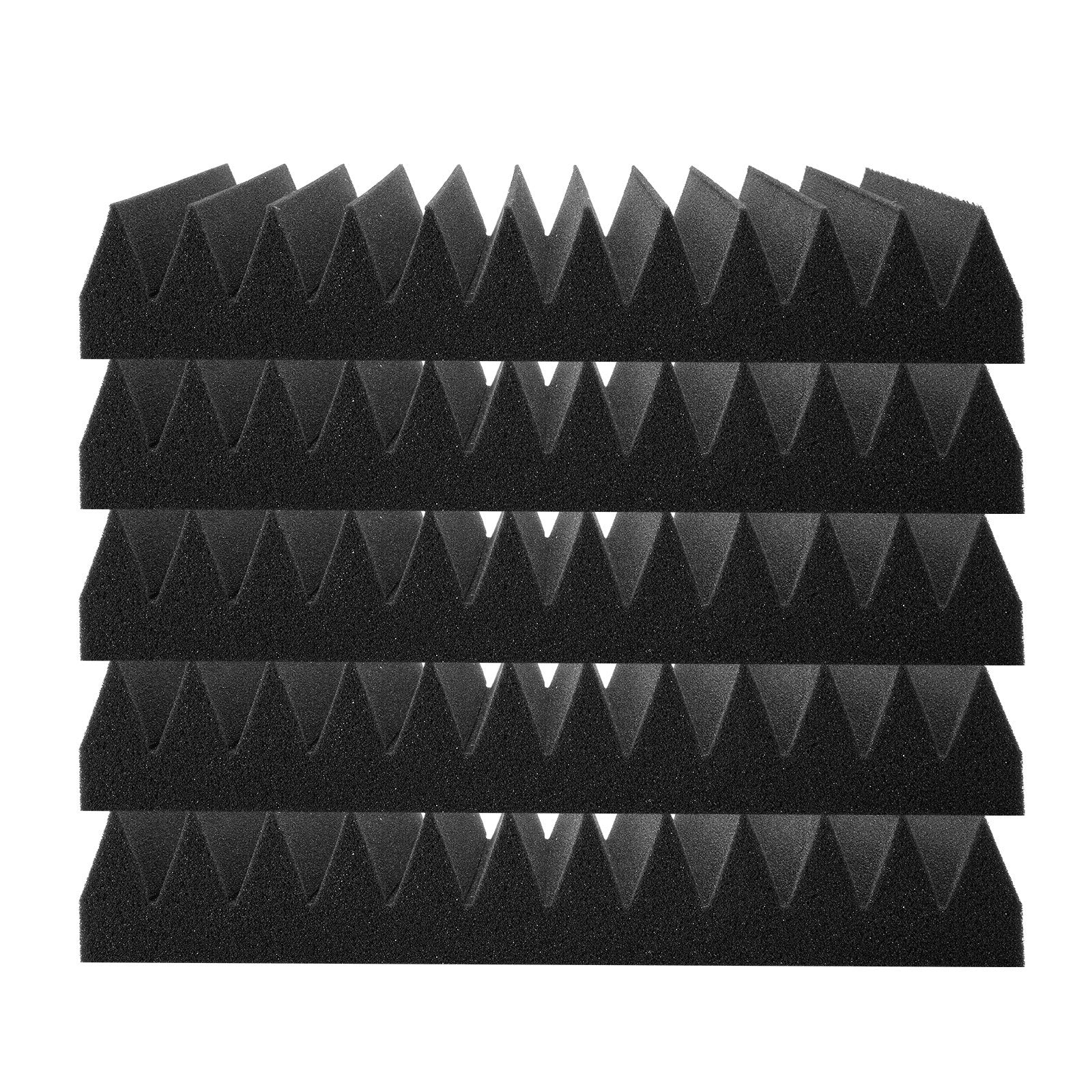 AcousticFoamPanels 50 Pack 12x12x2in High Density Soundproof FireResistant Black
