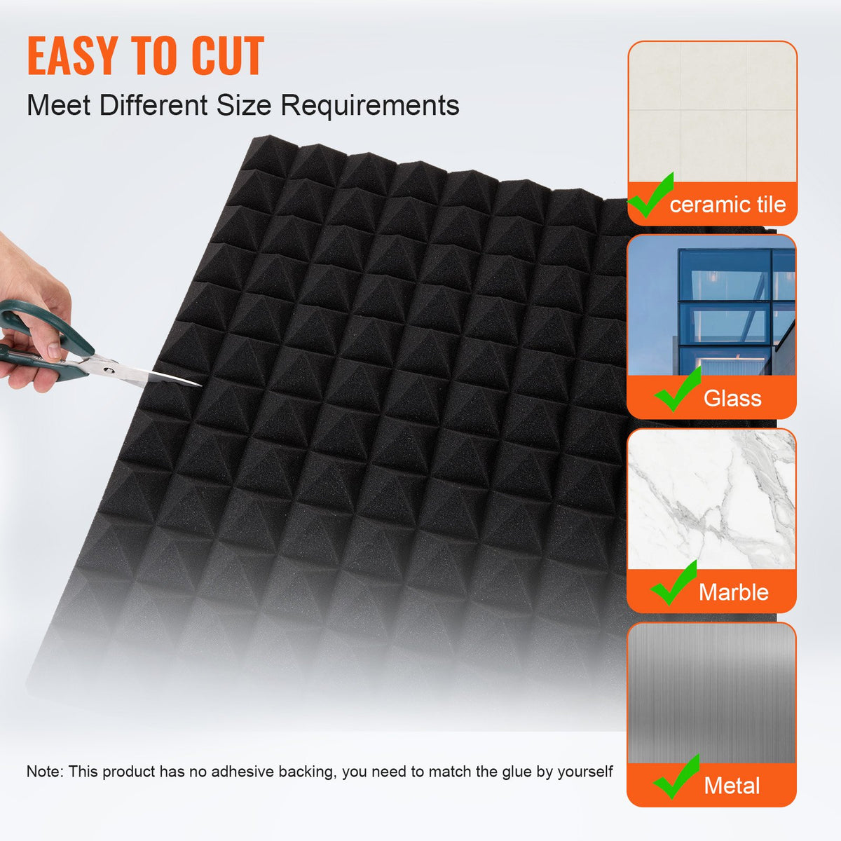 Acoustic Foam Panels 4 Pack 48x24x2 in Pyramid Soundproof Black, Fire-Resistant