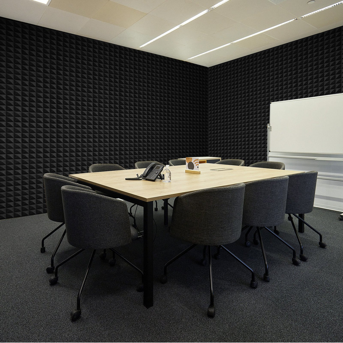 Acoustic Foam Panels 4 Pack 48x24x2 in Pyramid Soundproof Black, Fire-Resistant