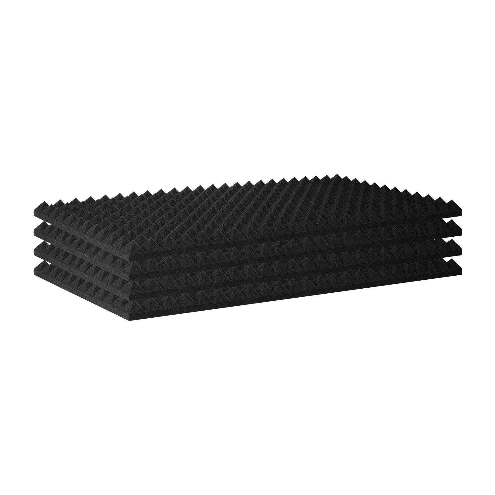 Acoustic Foam Panels 4 Pack 48x24x2 in Pyramid Soundproof Black, Fire-Resistant