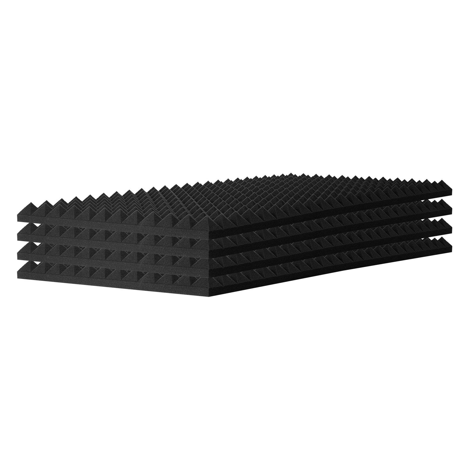 Acoustic Foam Panels 4 Pack 48x24x2 in Pyramid Soundproof Black, Fire-Resistant
