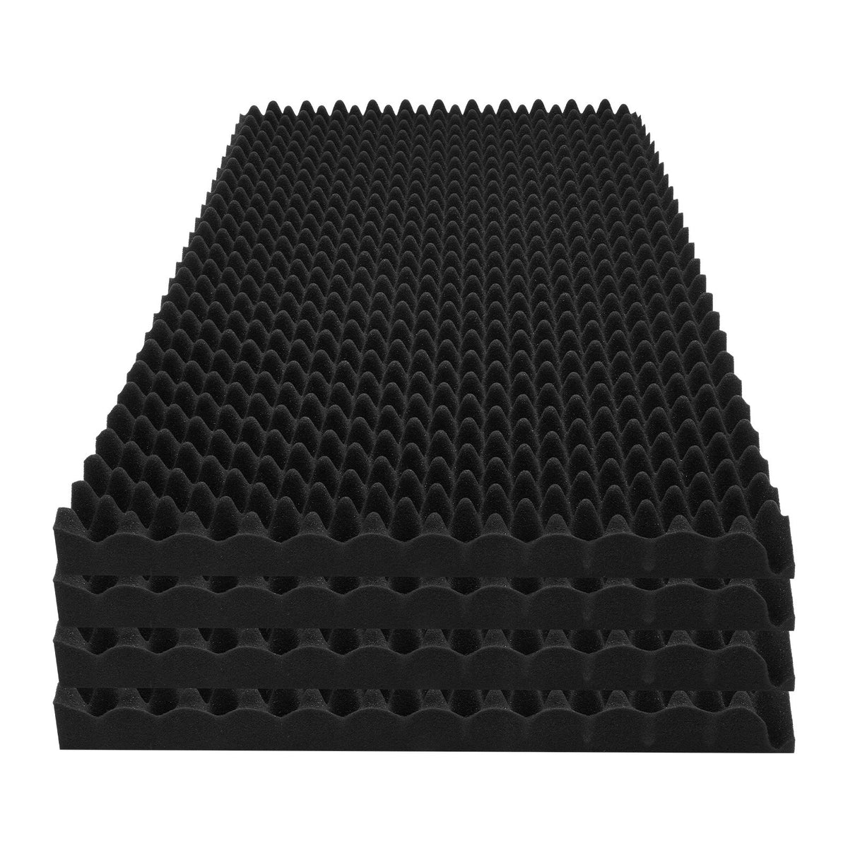 4 Pack 48x24x2 in Egg Acoustic Foam Panels, Soundproof, Fire-Resistant, Black