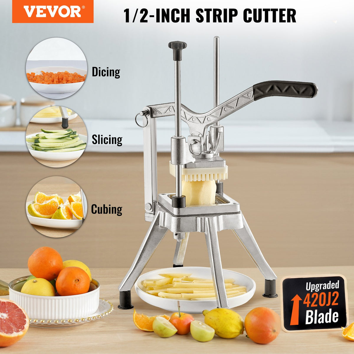 Commercial Vegetable Fruit Chopper 1/2" Blade Stainless Steel Cutter