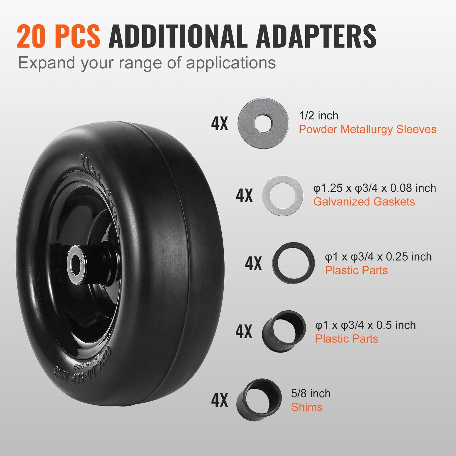Lawn Mower Tires with Rim 11x4-5 Tubeless Flat-Free PU Tire 2-Pack