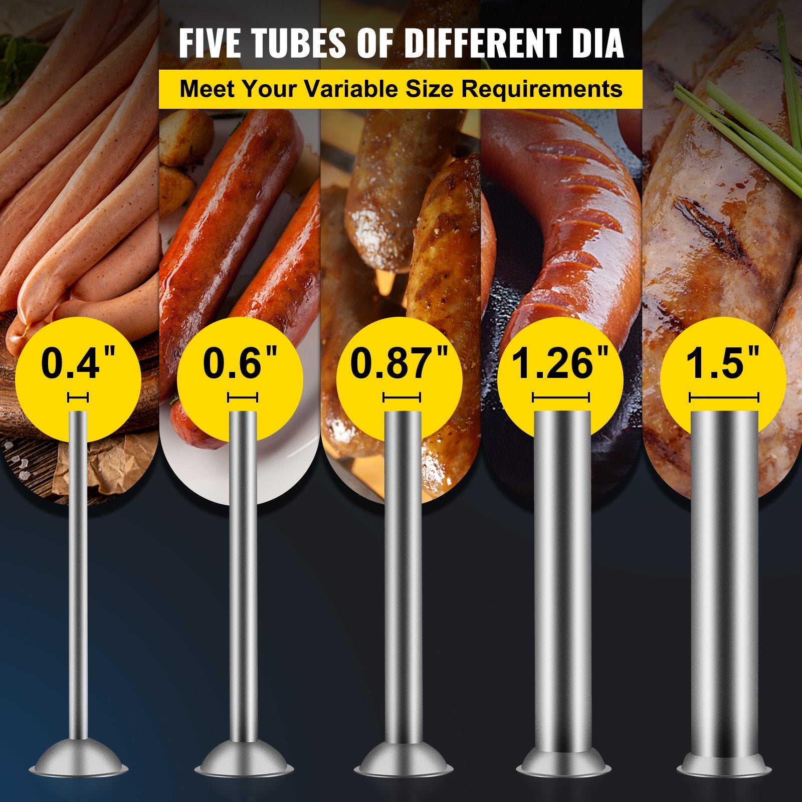 Manual Sausage Stuffer 5L/11lbs, Horizontal Dual-Speed Meat Stuffer with 5 Tubes