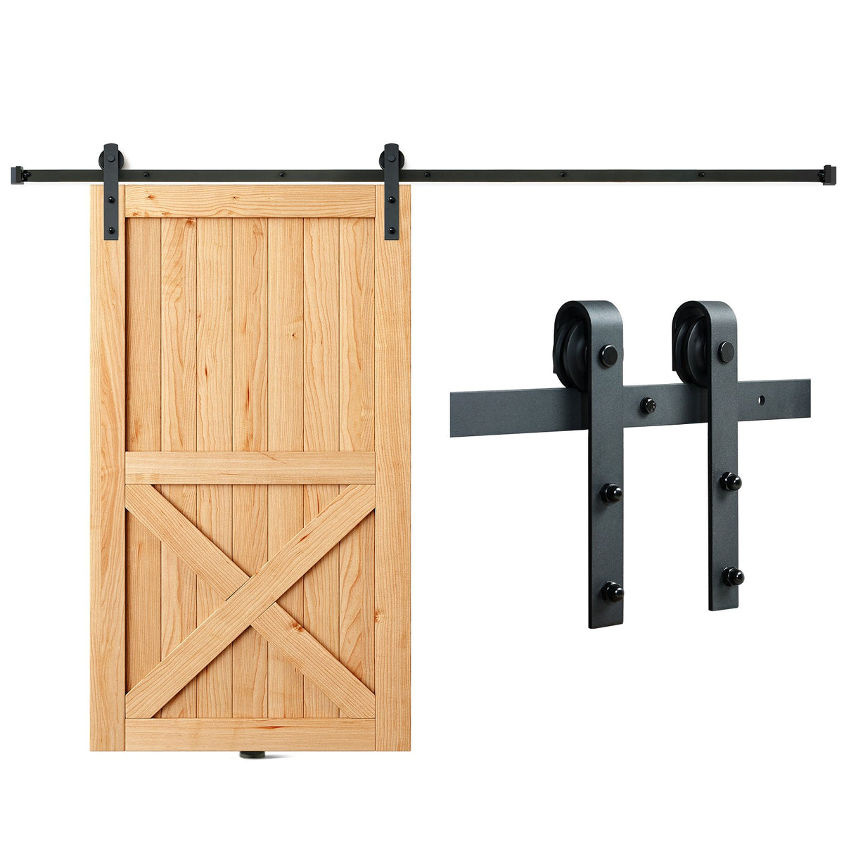 2440 mm Sliding Barn Door Hardware Closet Track Kit for Single Door J Hanger