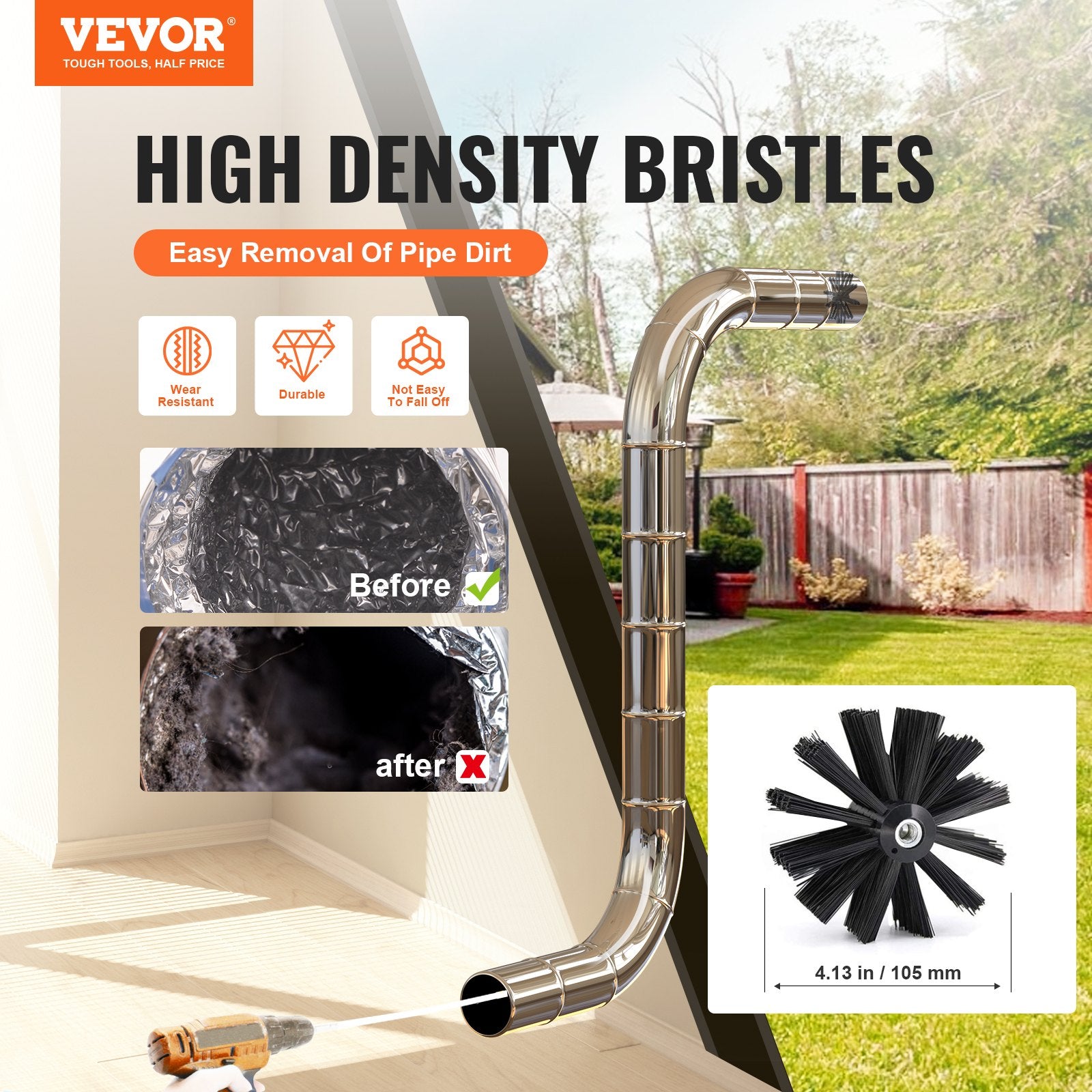 Dryer Vent Cleaner Kit 22-Piece Duct Lint Brush Set with Accessories 914.4cm