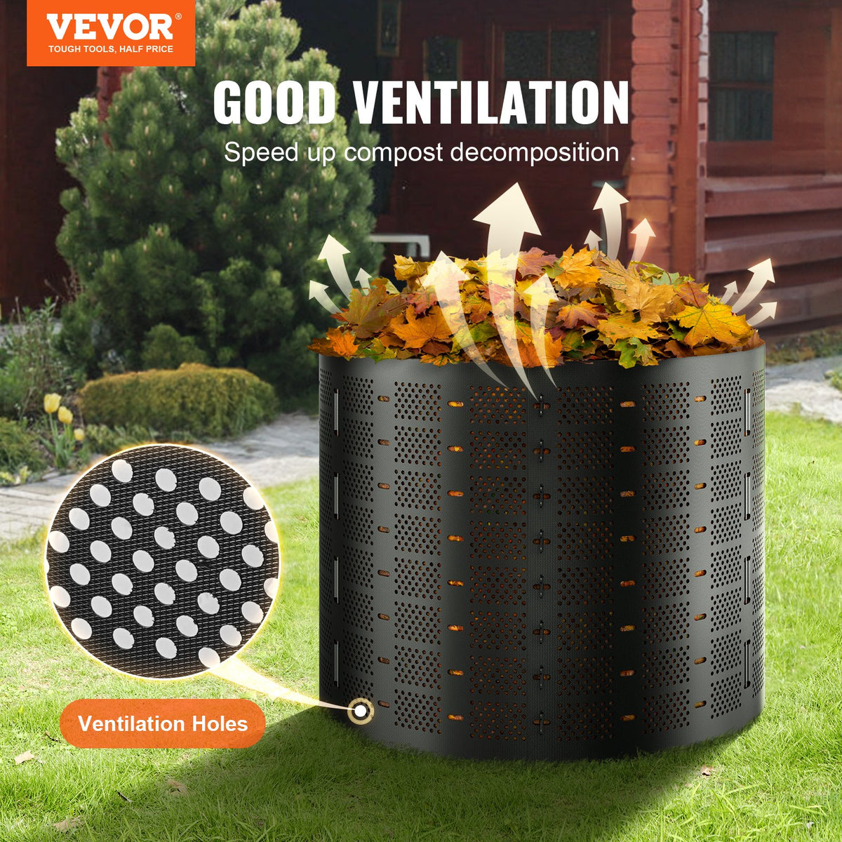 Compost Bin 1000L, Outdoor Expandable Composter, Large Capacity Easy Setup