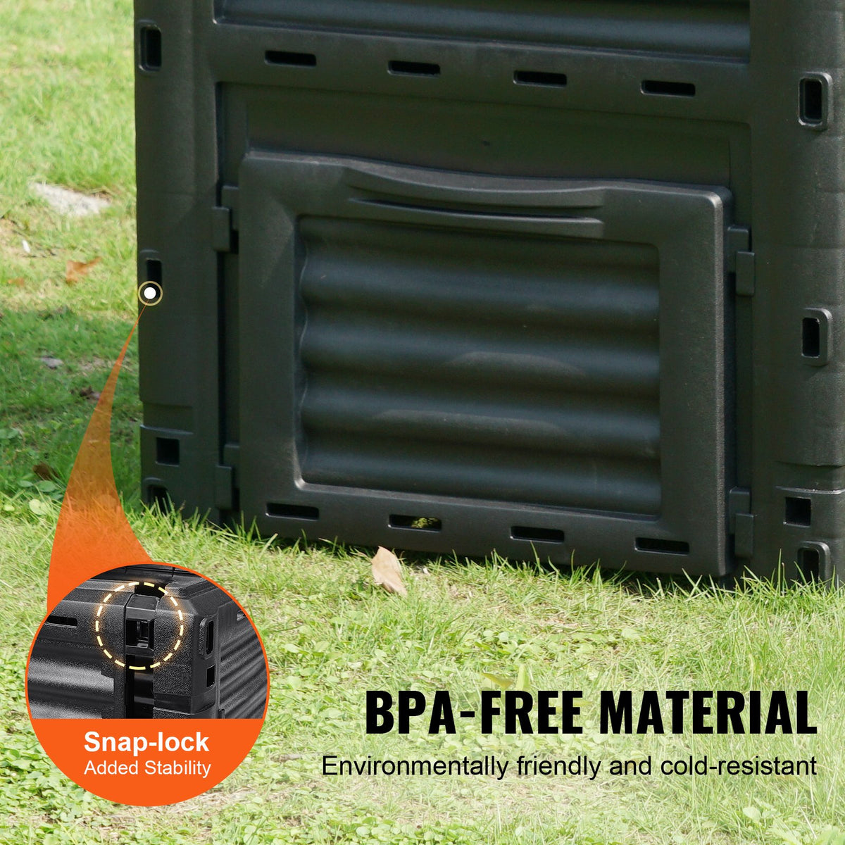 Garden Compost Bin 300L, BPA-Free Outdoor Composter with Top Lid & Bottom Door