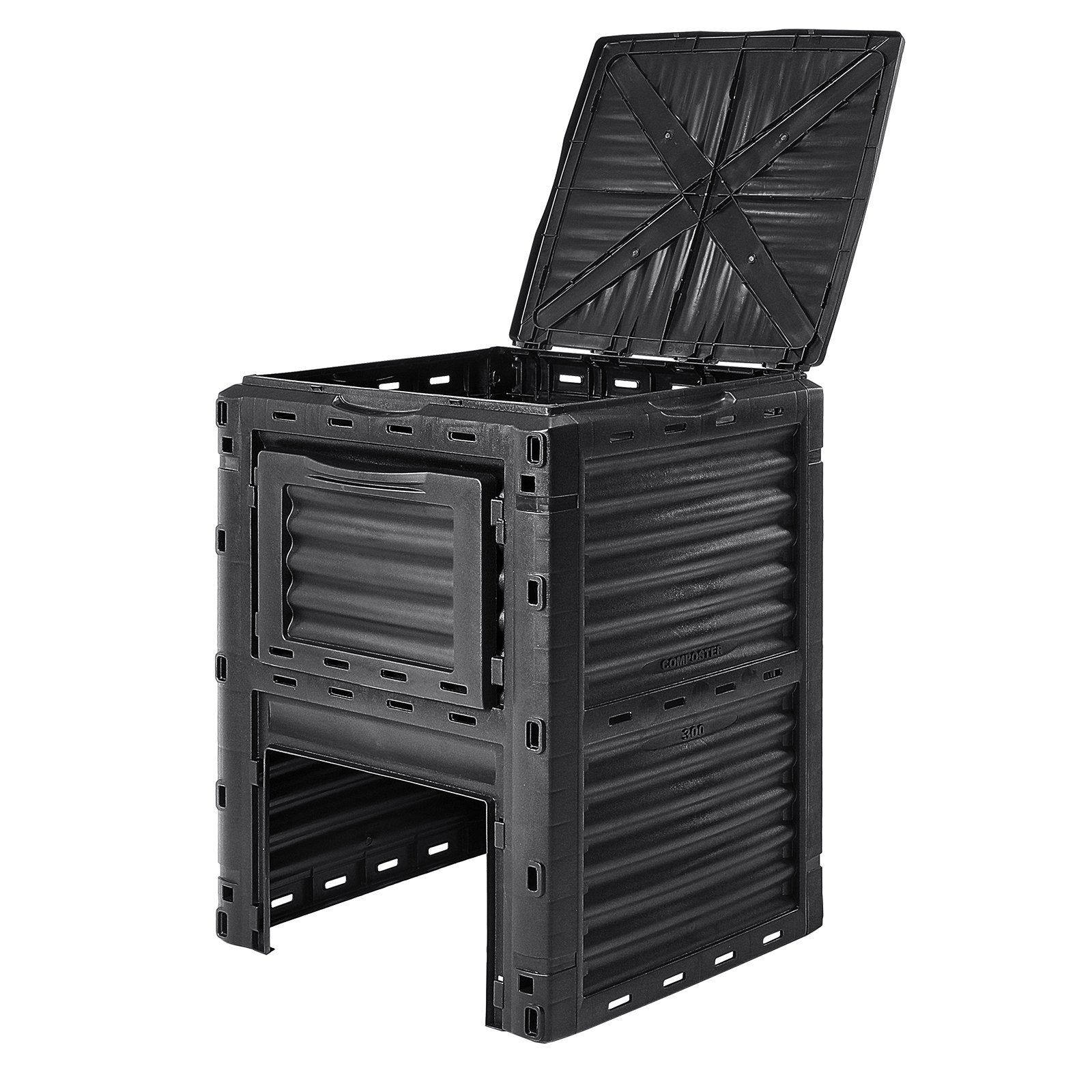 Garden Compost Bin 300L, BPA-Free Outdoor Composter with Top Lid & Bottom Door
