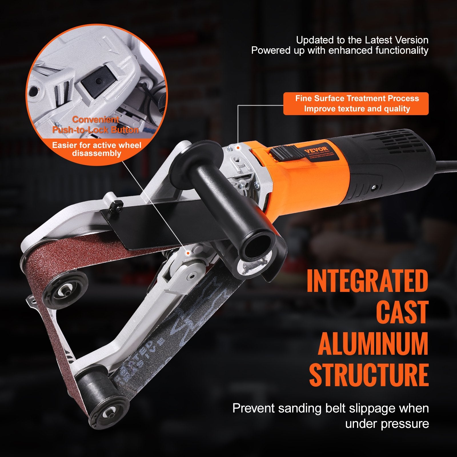 1300W Pipe Tube Polisher Sander with 6 Speeds 1100-3200 RPM Belt Grinder