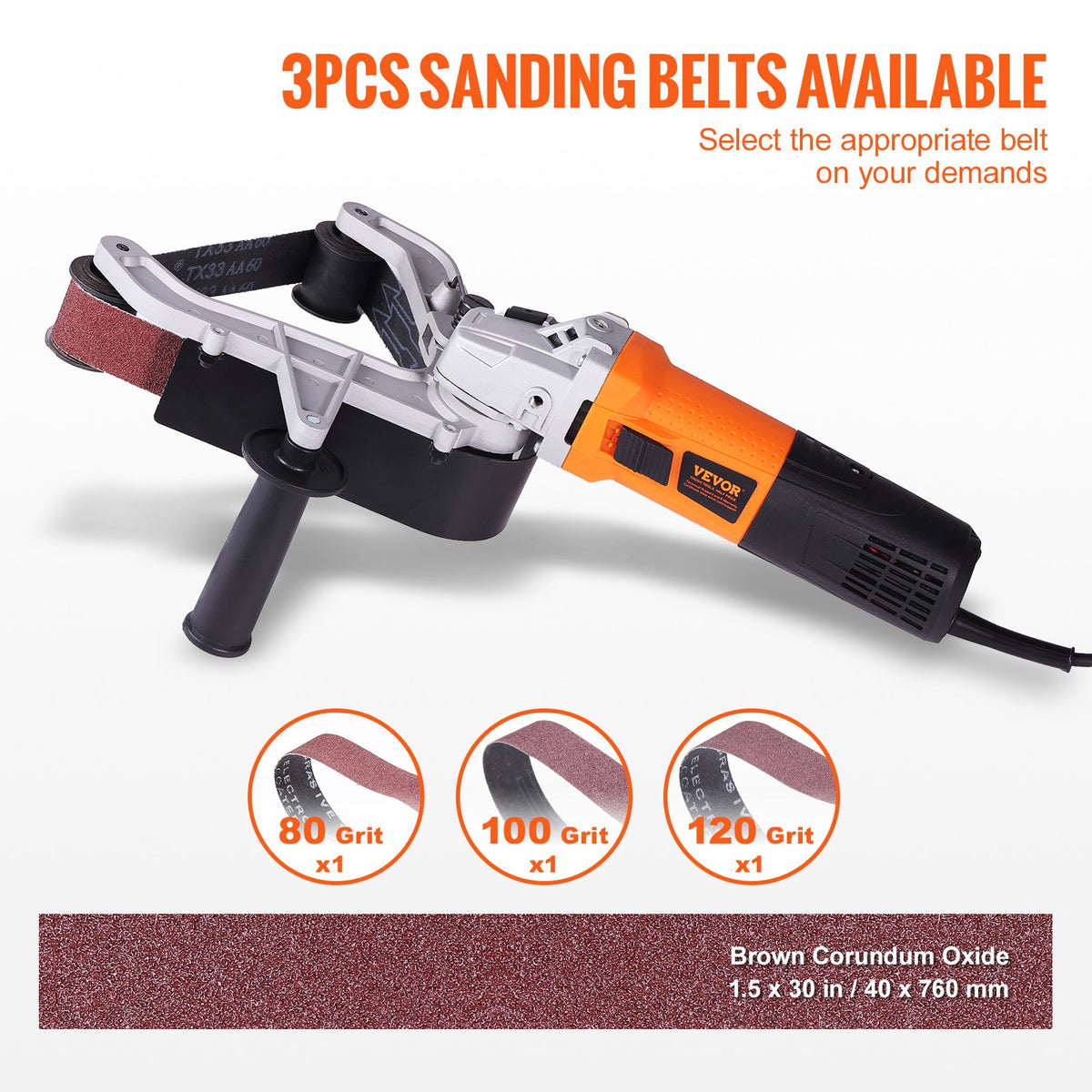 1300W Pipe Tube Polisher Sander with 6 Speeds 1100-3200 RPM Belt Grinder