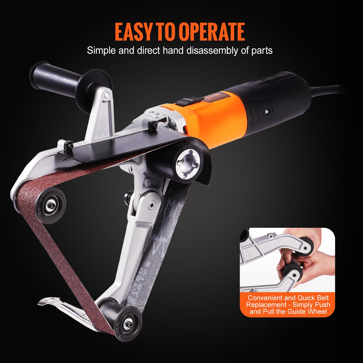 1300W Pipe Tube Polisher Sander with 6 Speeds 1100-3200 RPM Belt Grinder