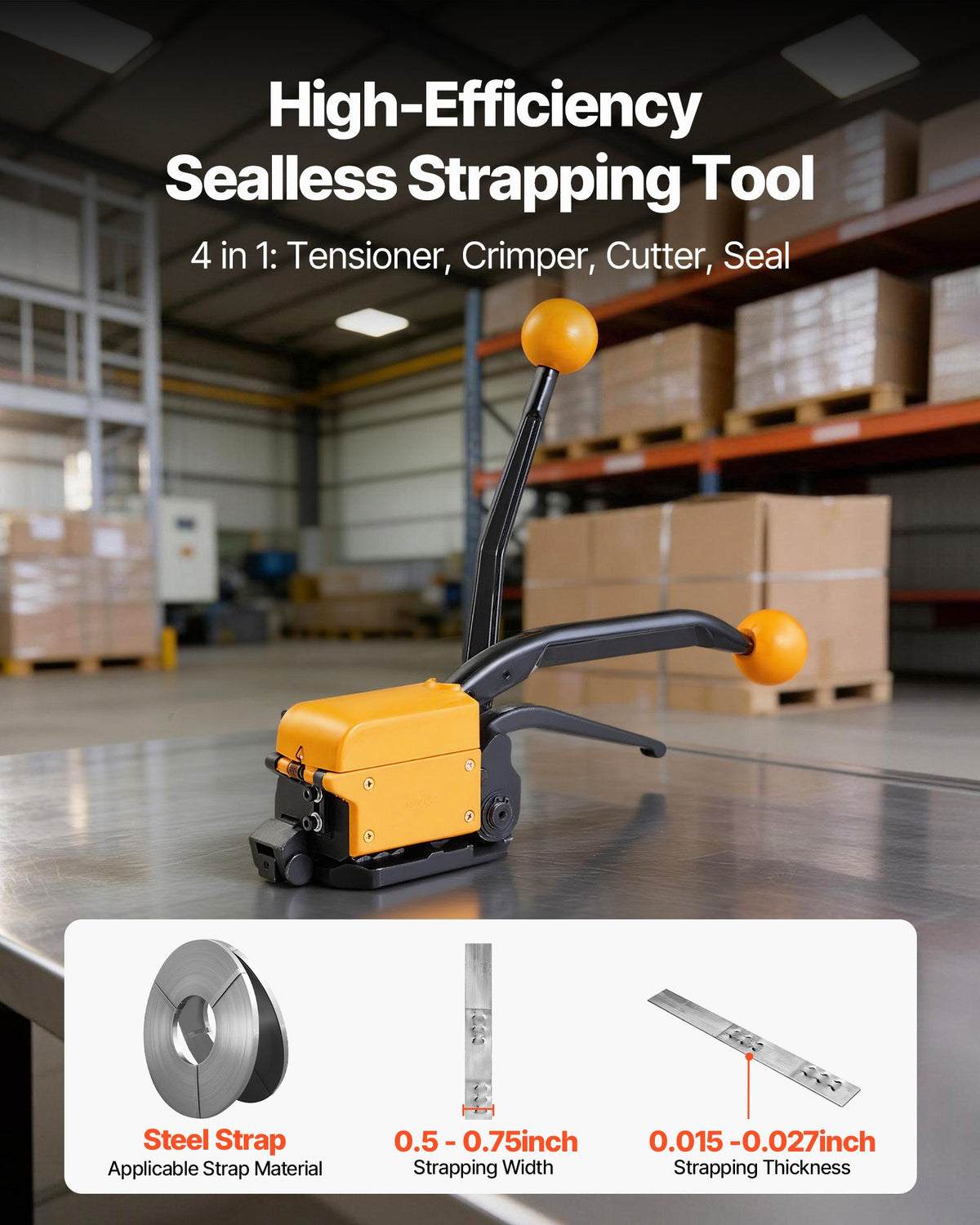 Heavy Duty Steel Banding Strapping Kit Adjustable Manual Pallet Packaging Tool
