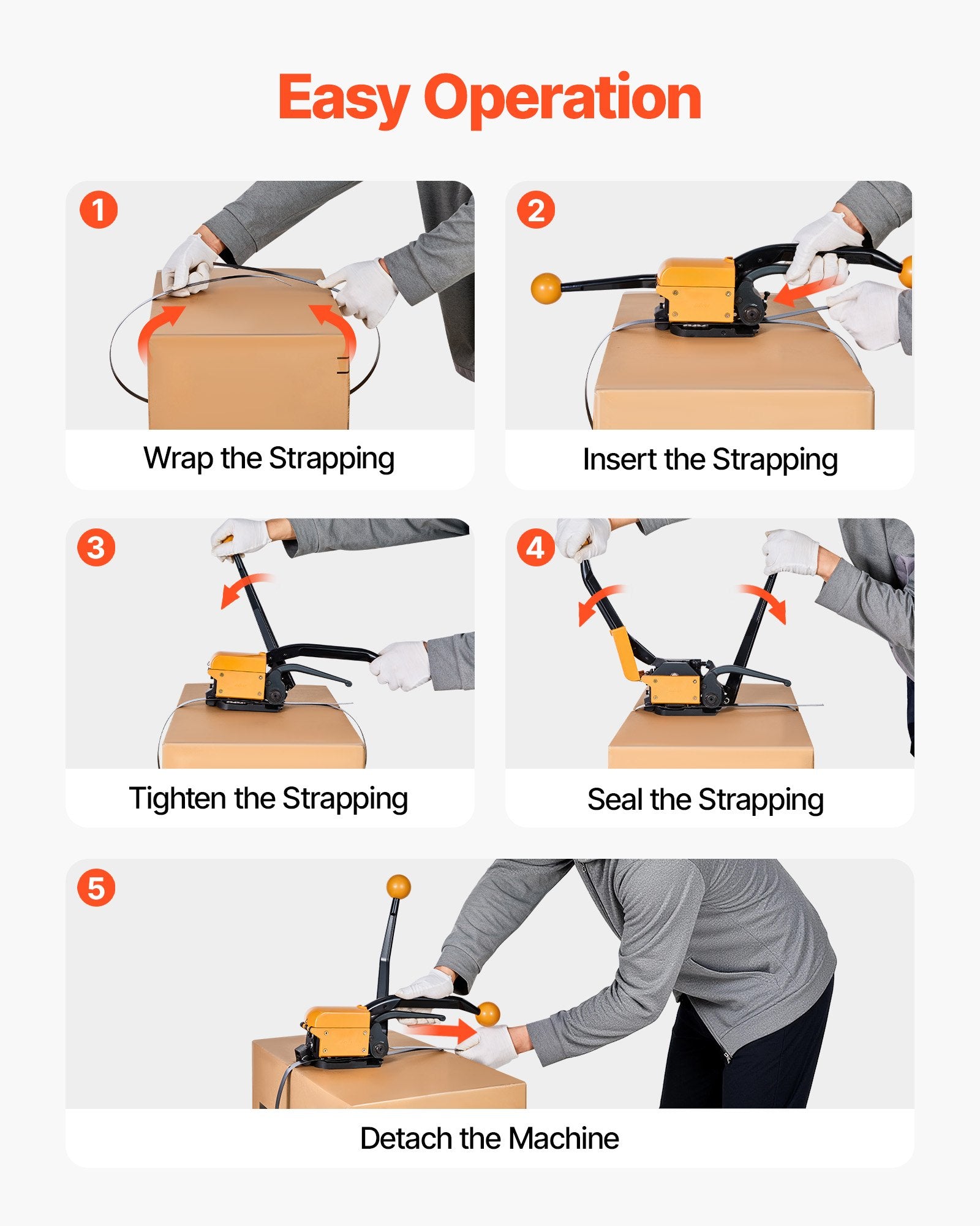 Heavy Duty Steel Banding Strapping Kit Adjustable Manual Pallet Packaging Tool