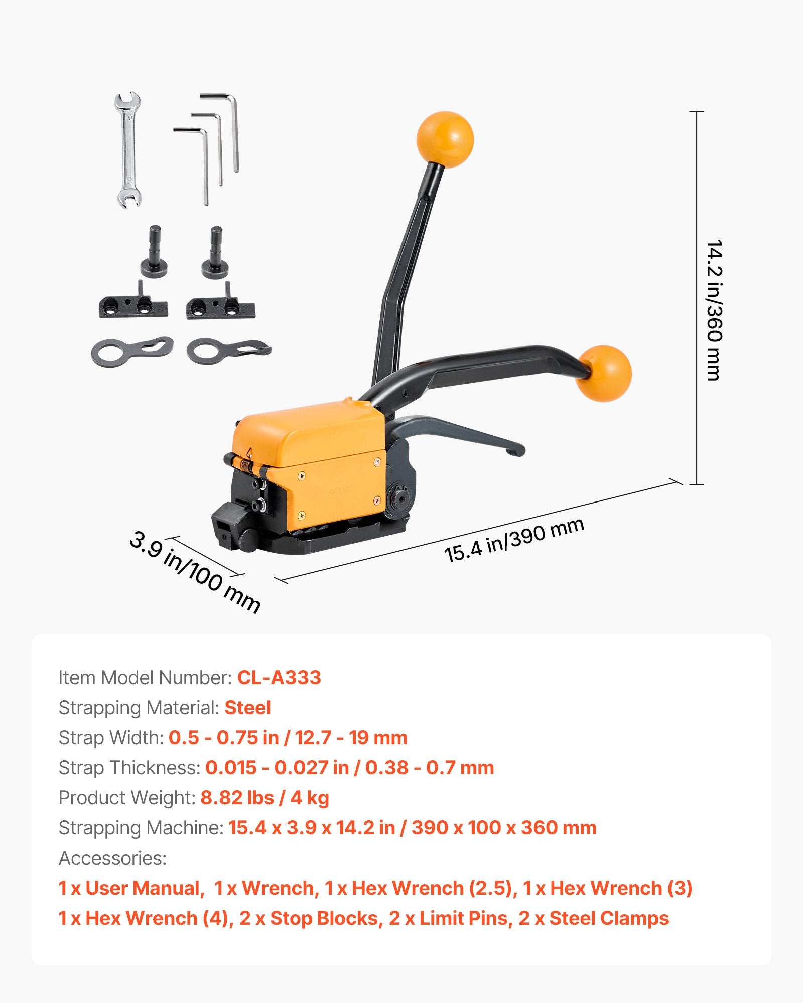 Heavy Duty Steel Banding Strapping Kit Adjustable Manual Pallet Packaging Tool