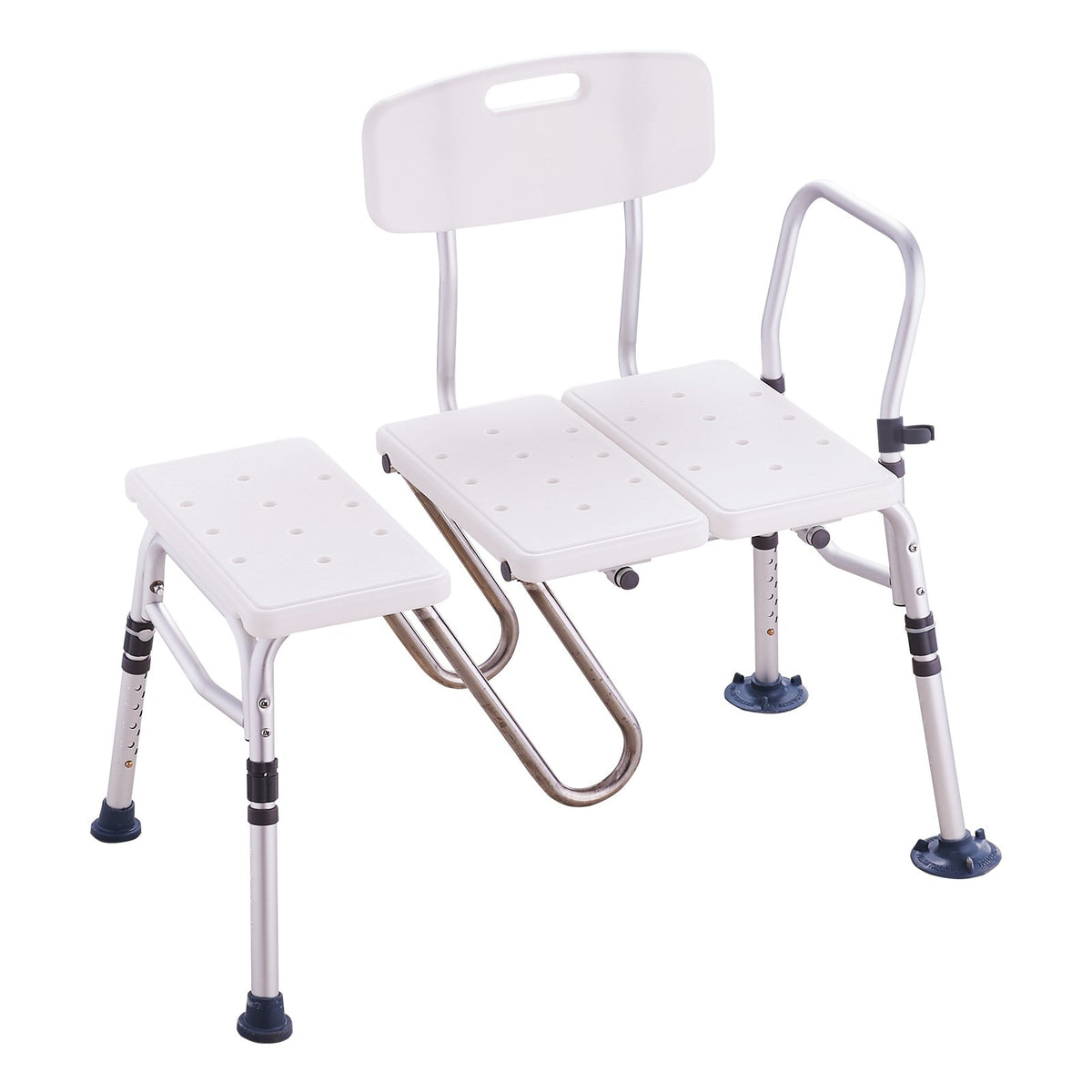 Tub Transfer Bench Adjustable with U-Shaped Guard Reversible Backrest 400LBS
