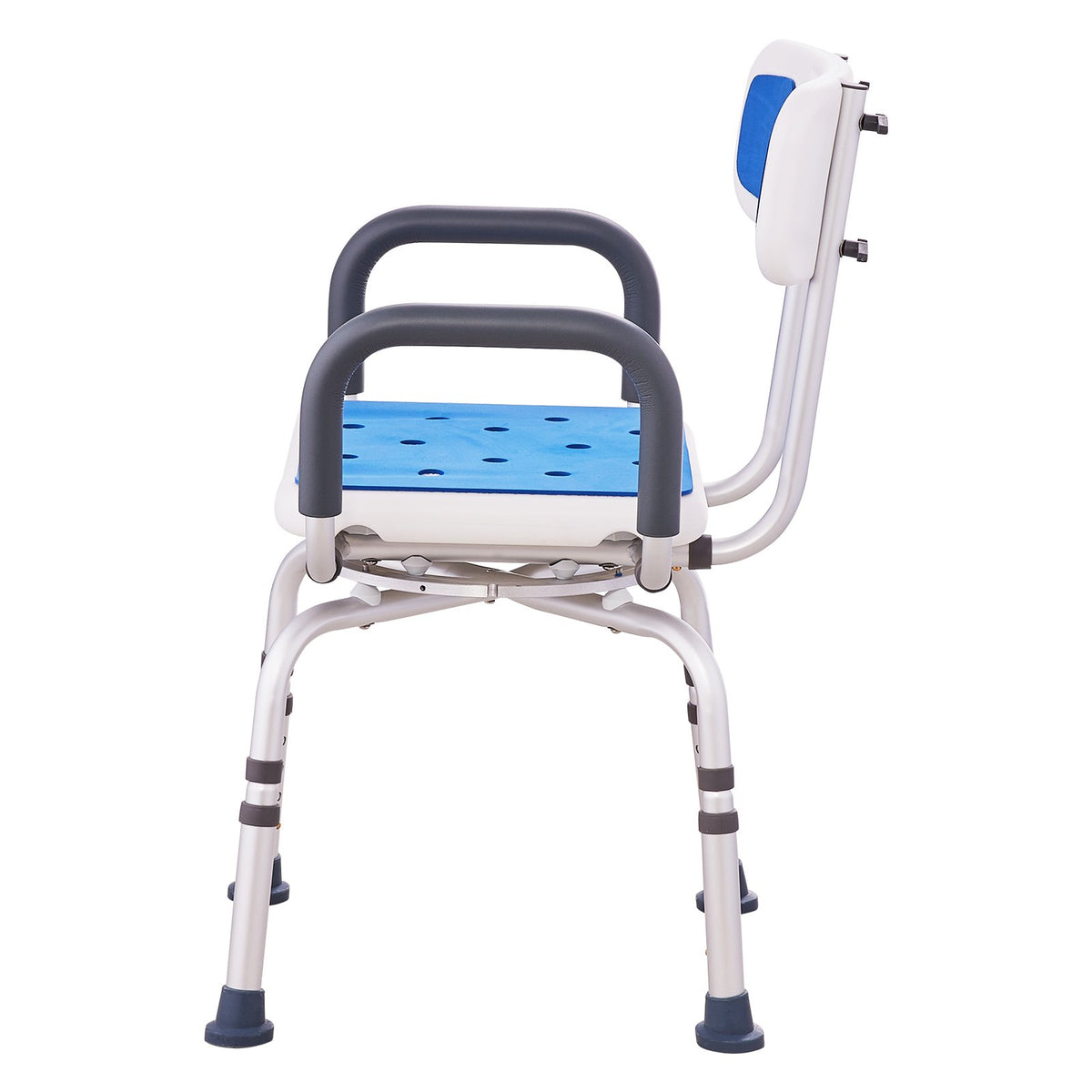 360° Swivel Shower Chair Adjustable Seat with Armrests Backrest